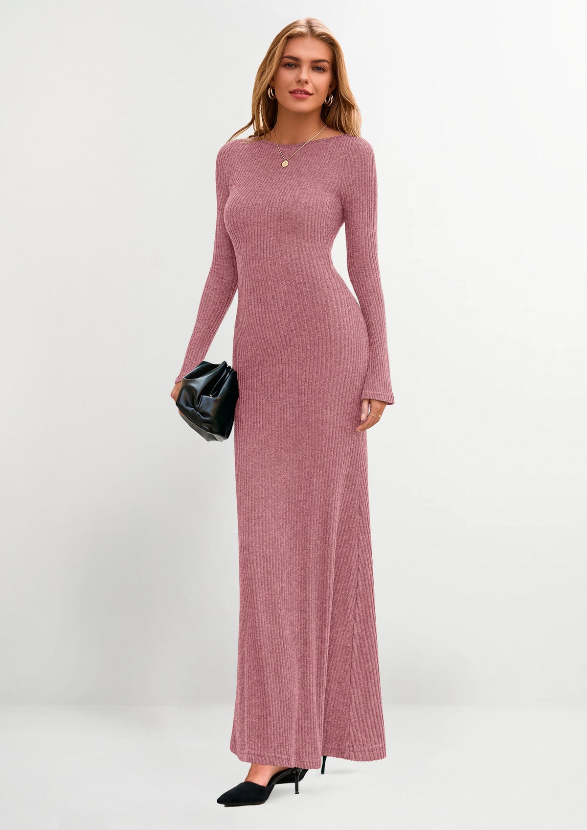 Vestido maxi acanalado