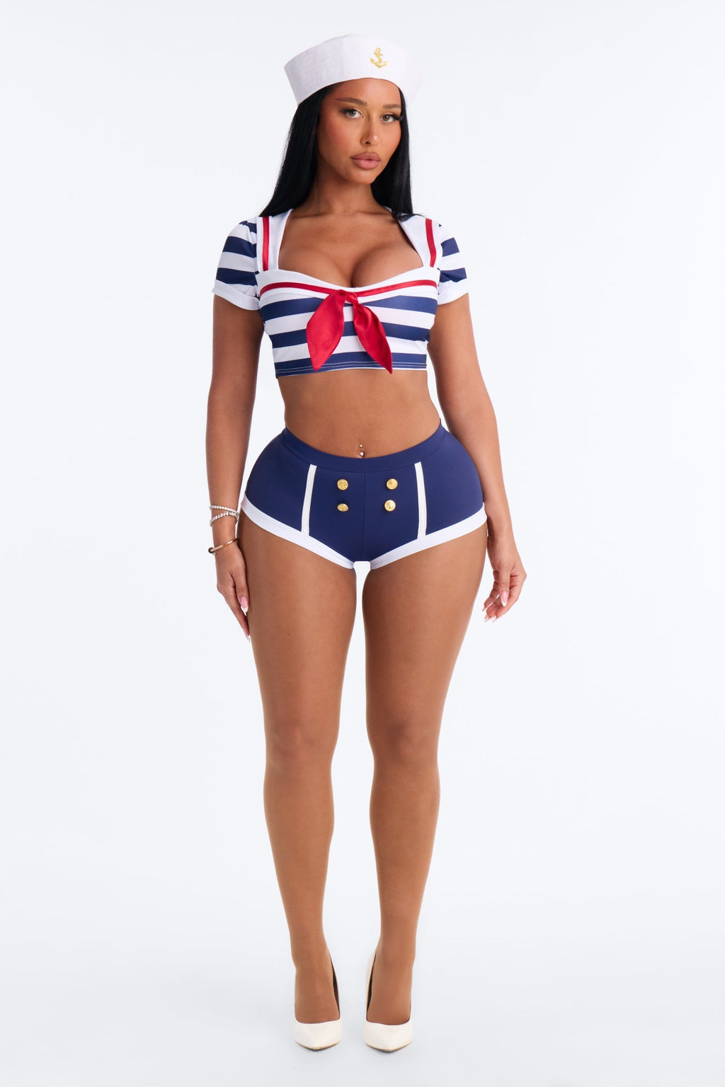 Conjunto de disfraz de 3 piezas Captain's Temptation – combinación azul marino