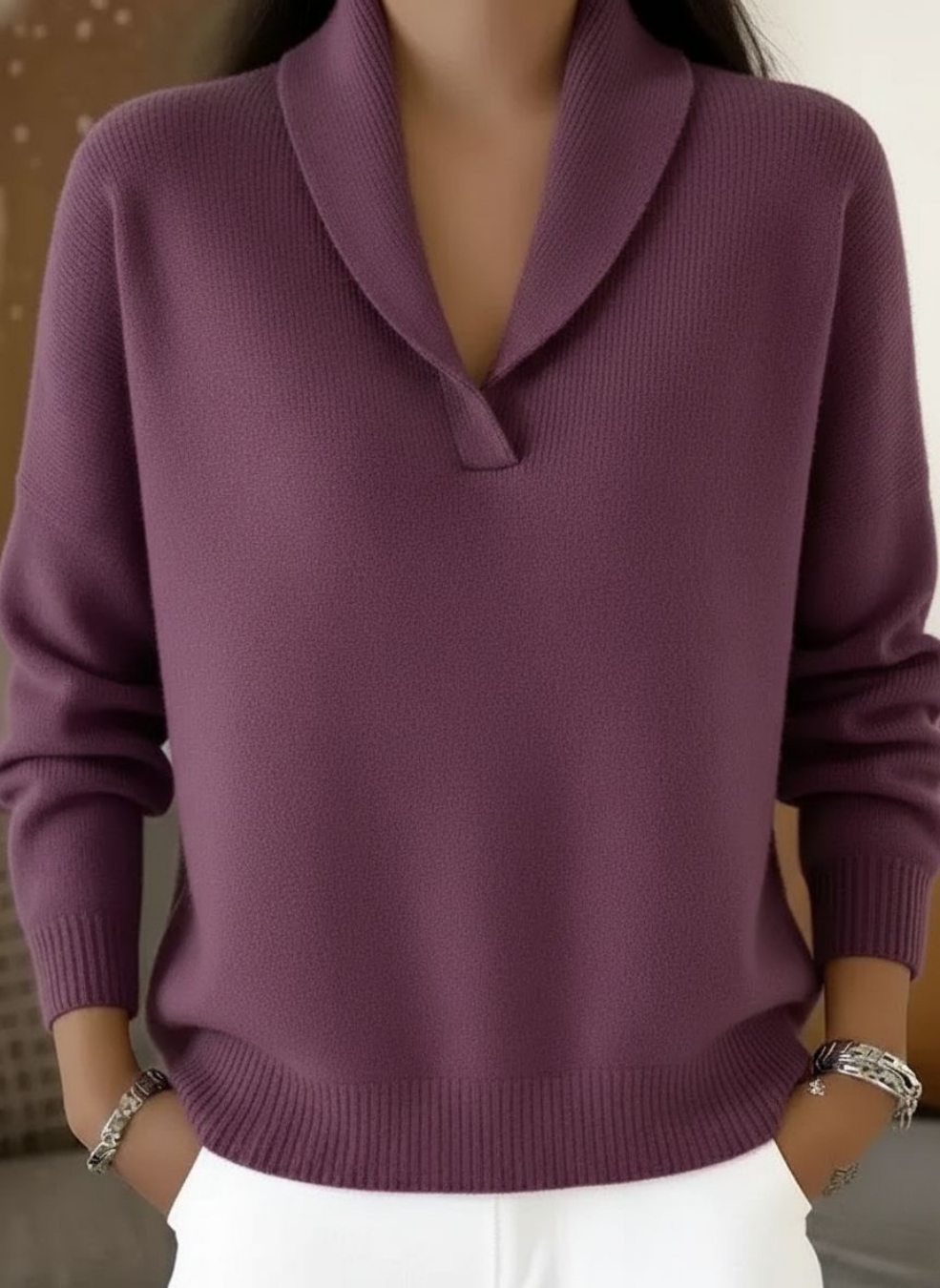 Jersey cuello chal en V