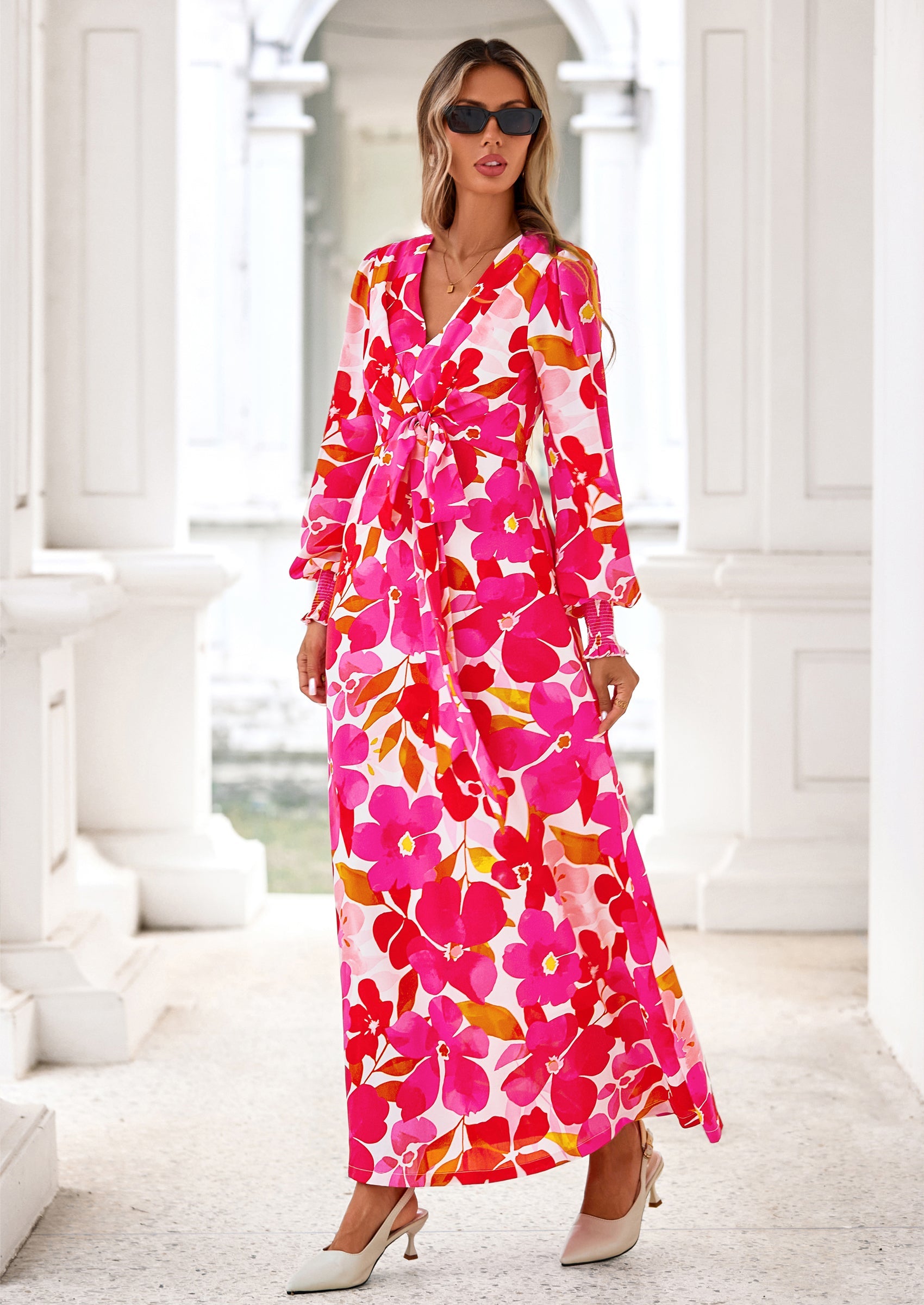 Vestido floral cinturón