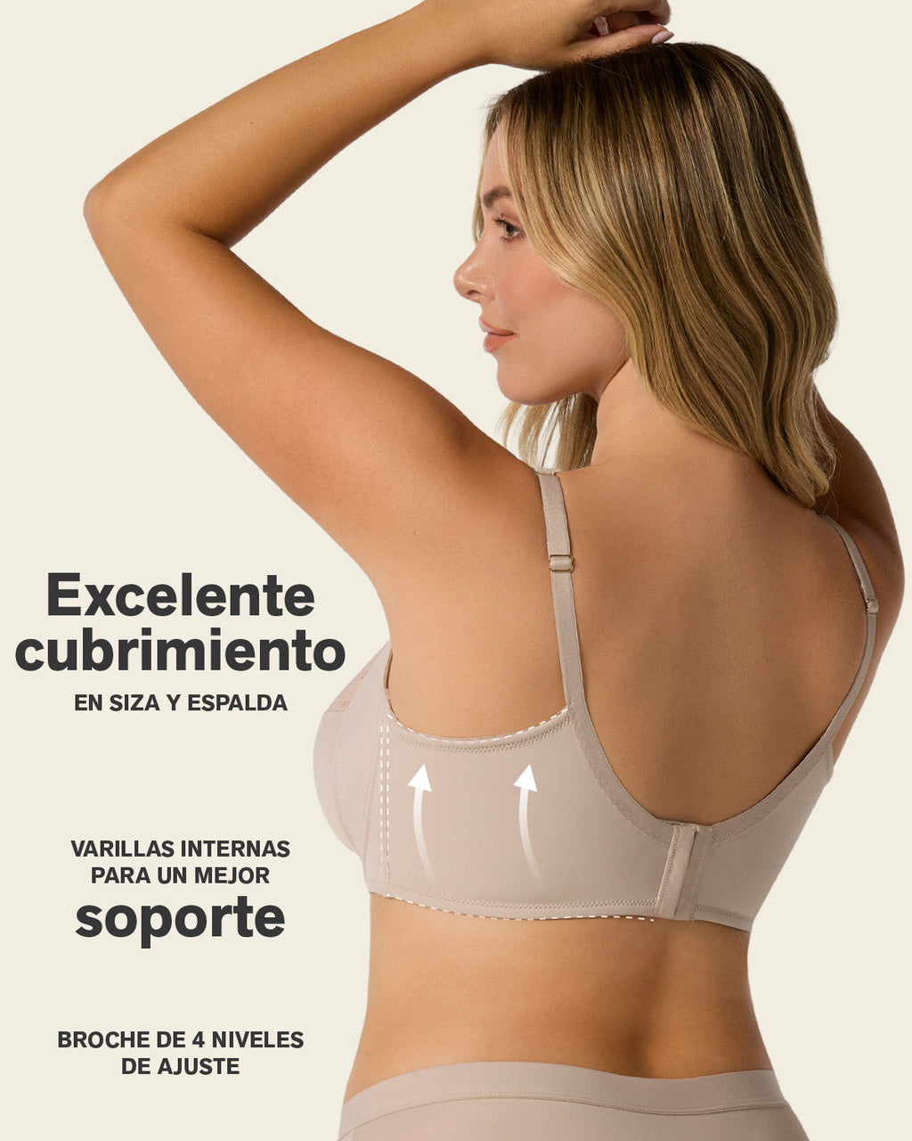 Sujetador clásico con rayas de encaje y soporte natural