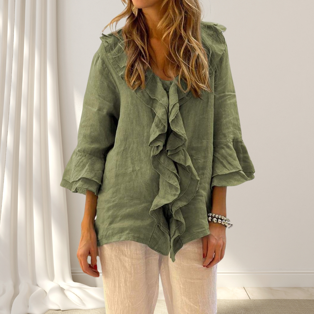Blusa Elegante de Lino y Algodón