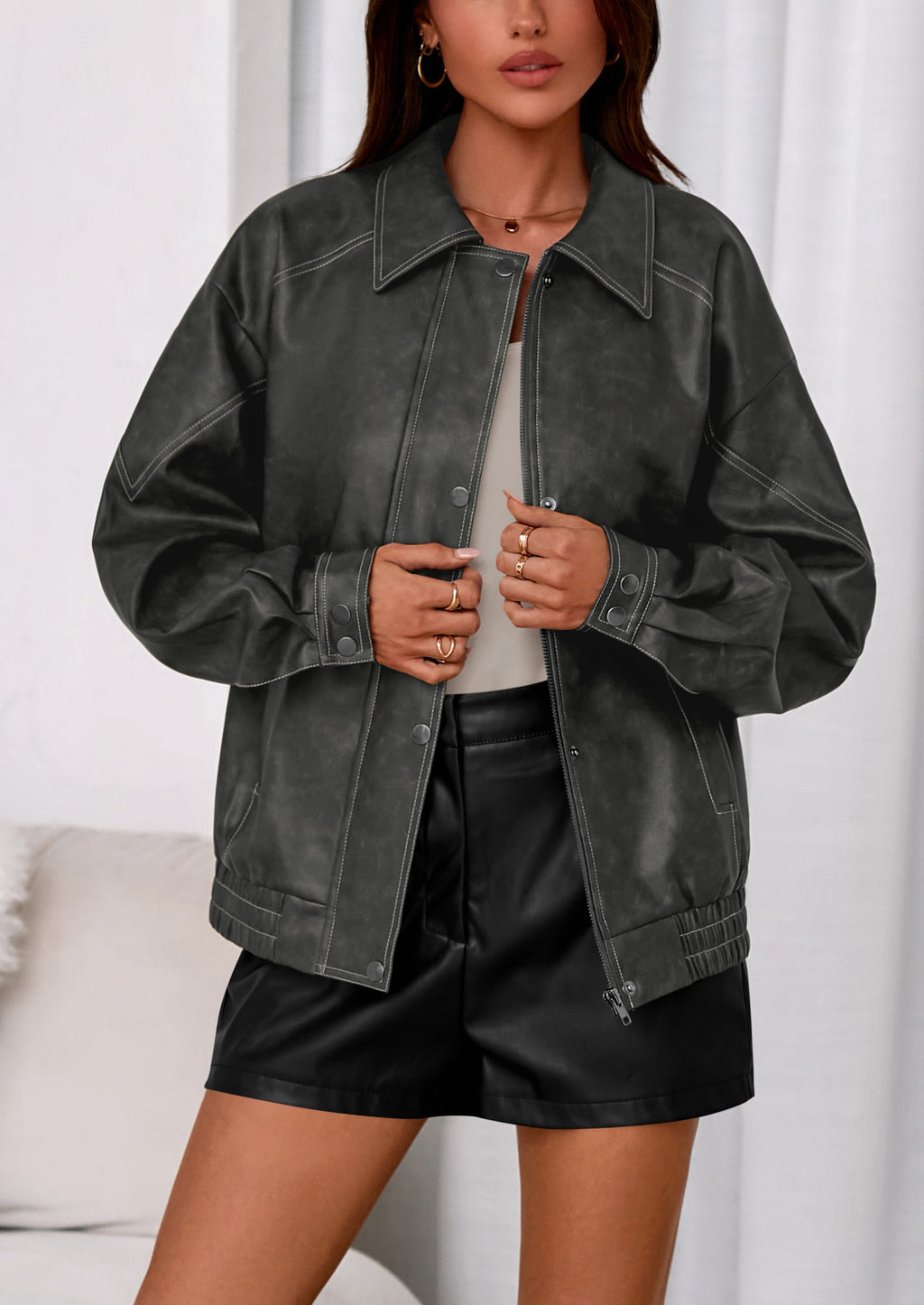 Chaqueta bomber de cuero