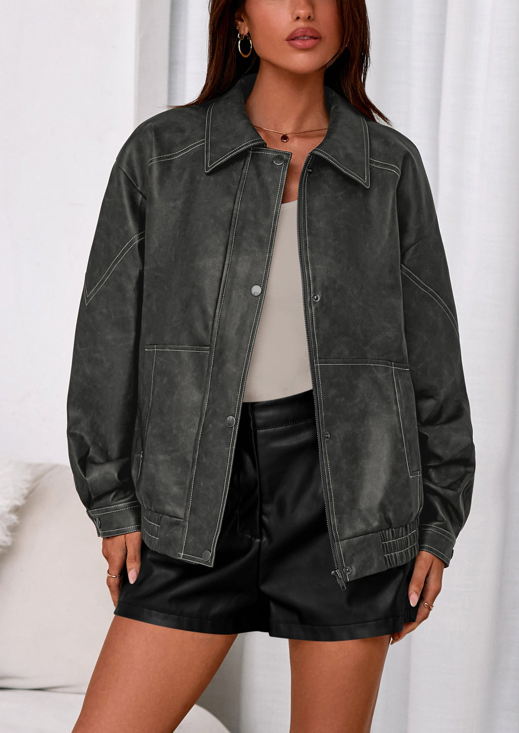 Chaqueta bomber de cuero