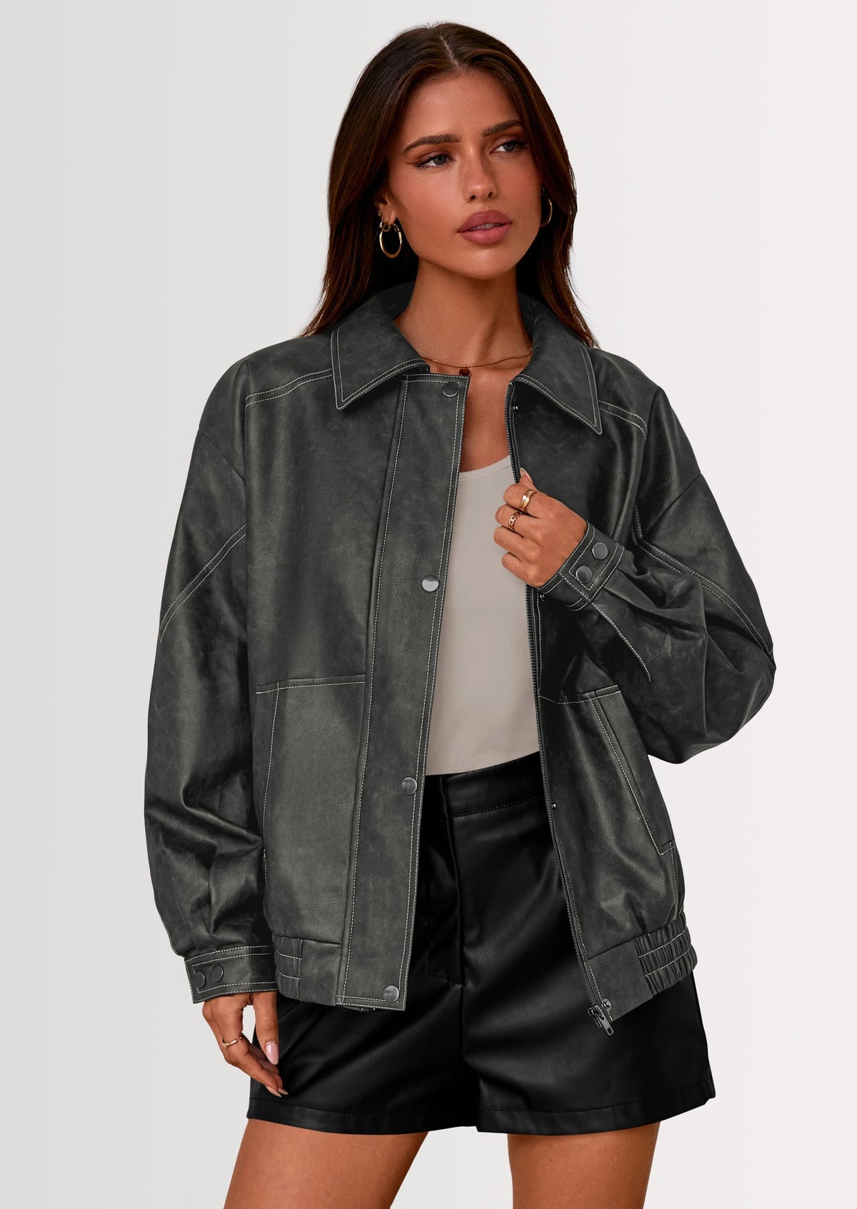 Chaqueta bomber de cuero