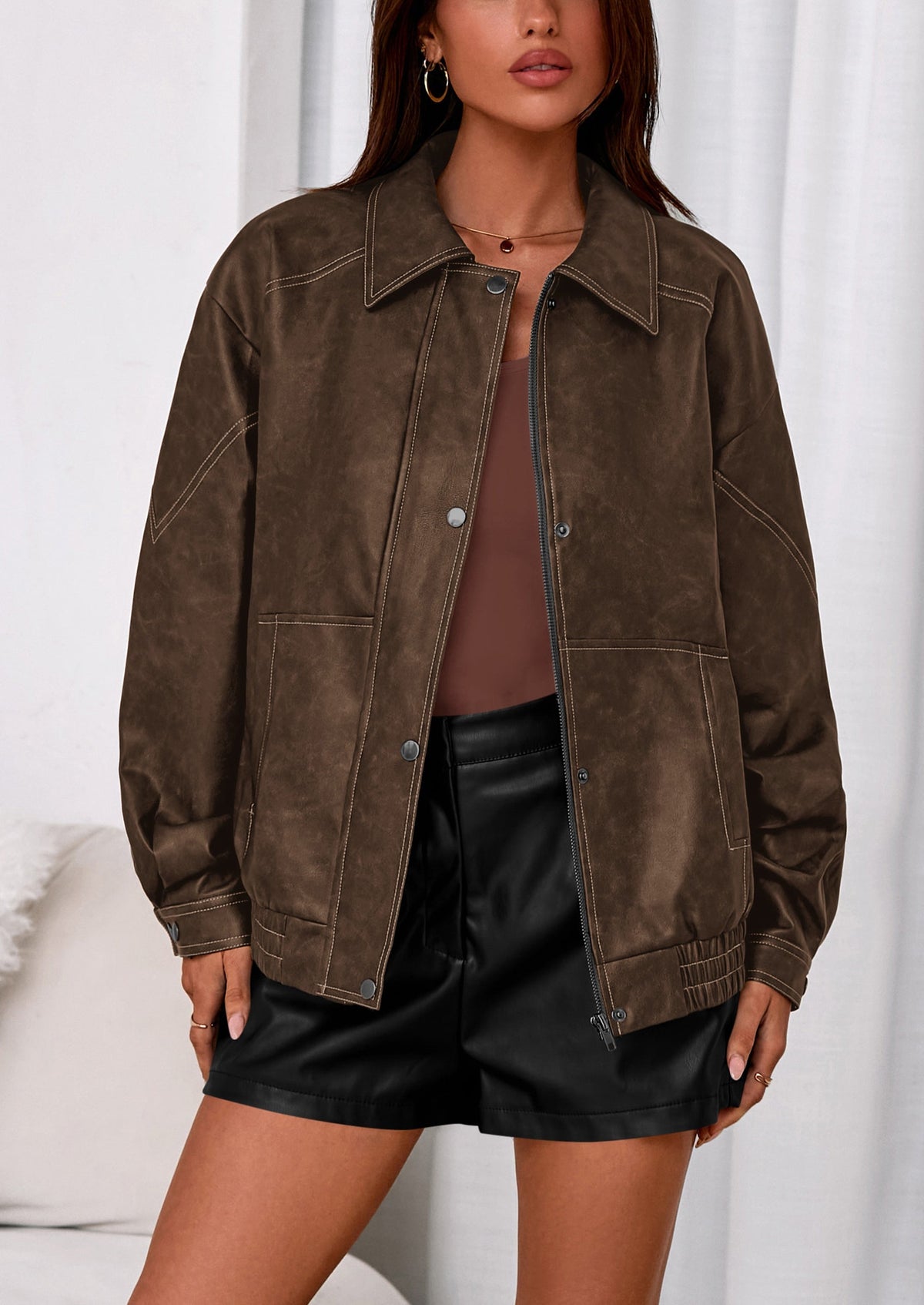 Chaqueta bomber de cuero