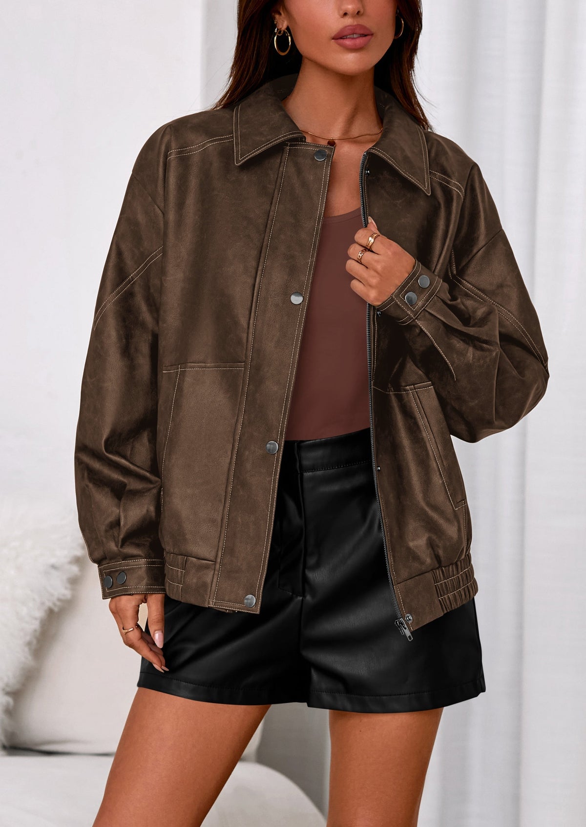 Chaqueta bomber de cuero