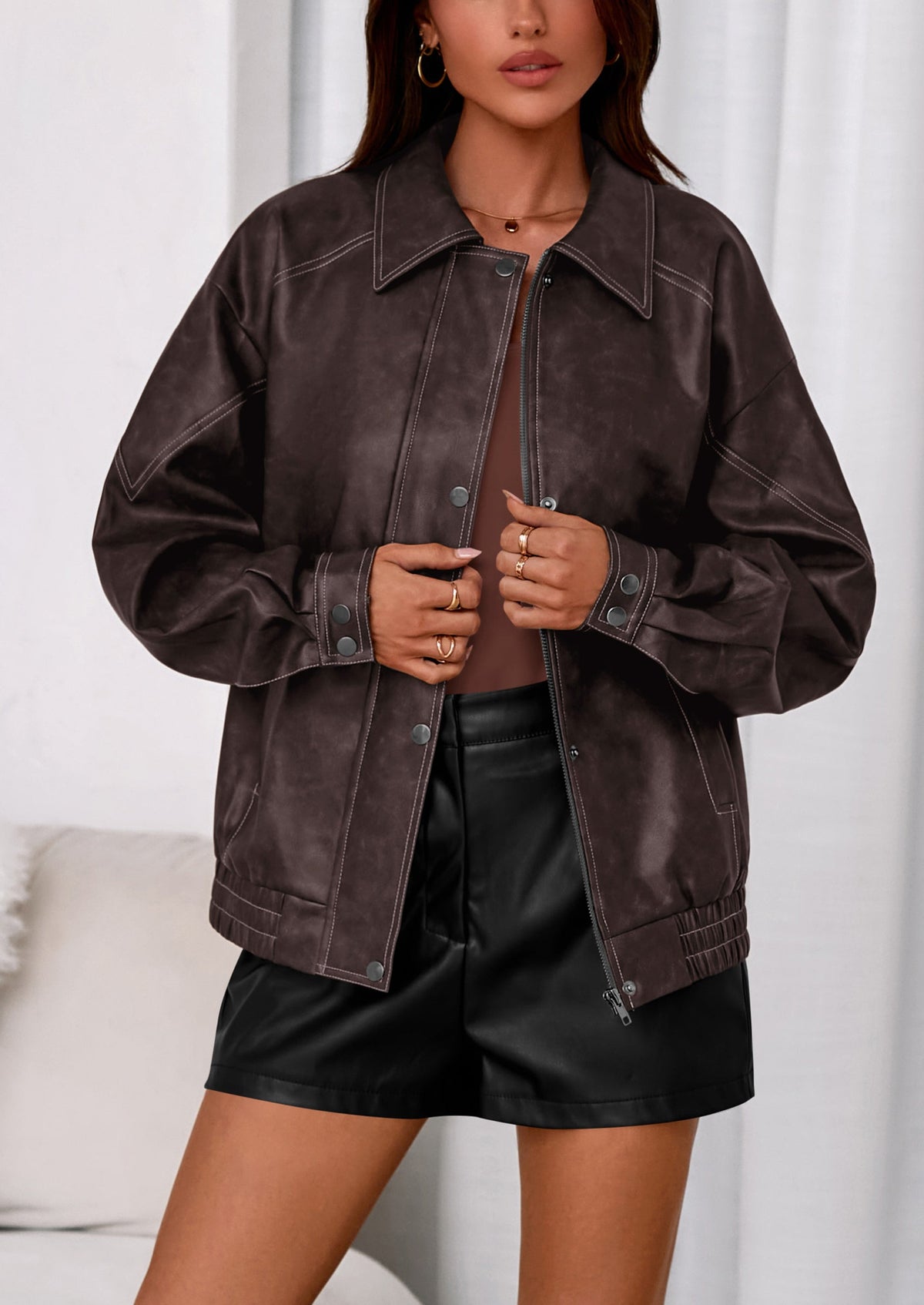 Chaqueta bomber de cuero