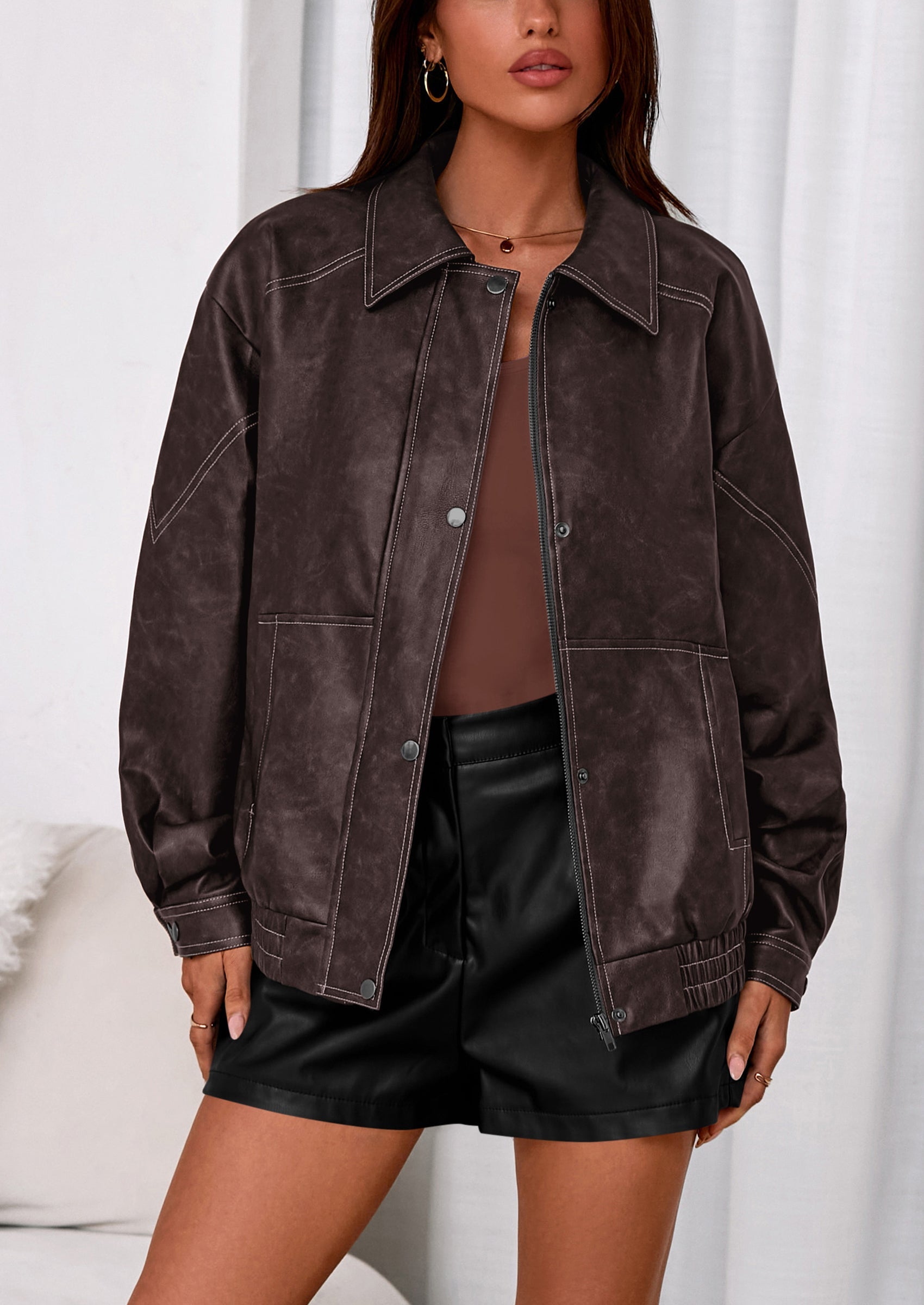 Chaqueta bomber de cuero
