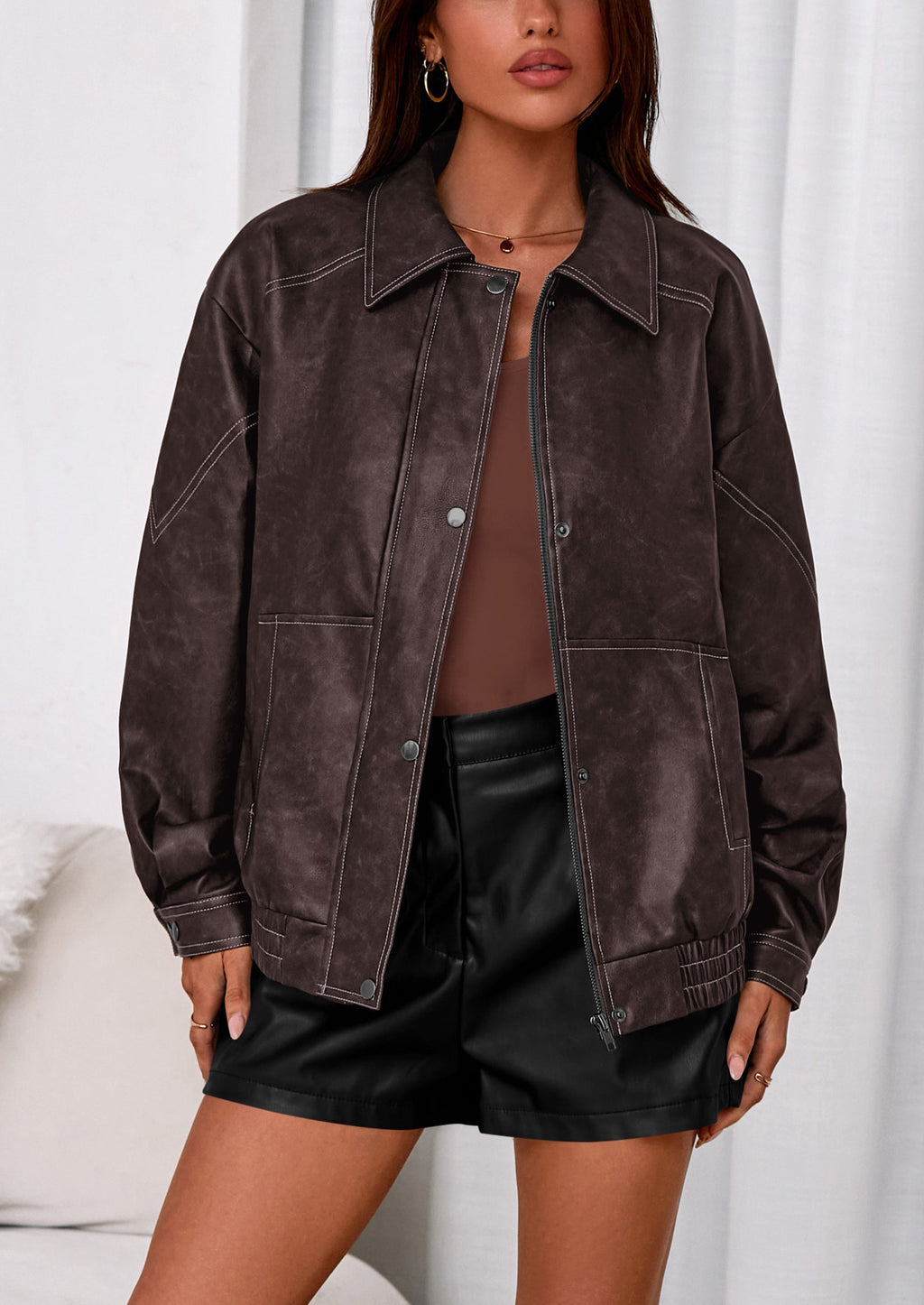 Chaqueta bomber de cuero