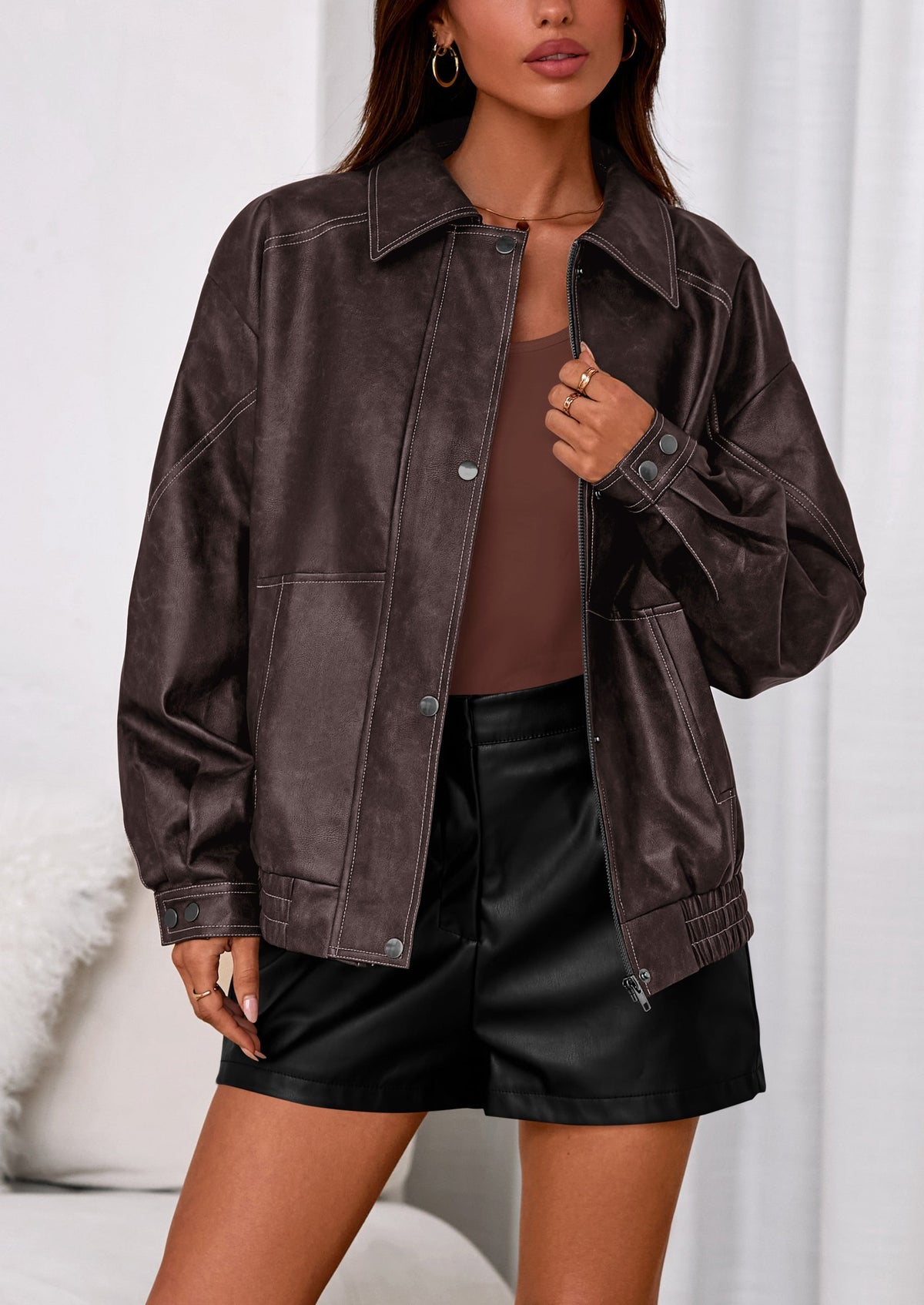 Chaqueta bomber de cuero