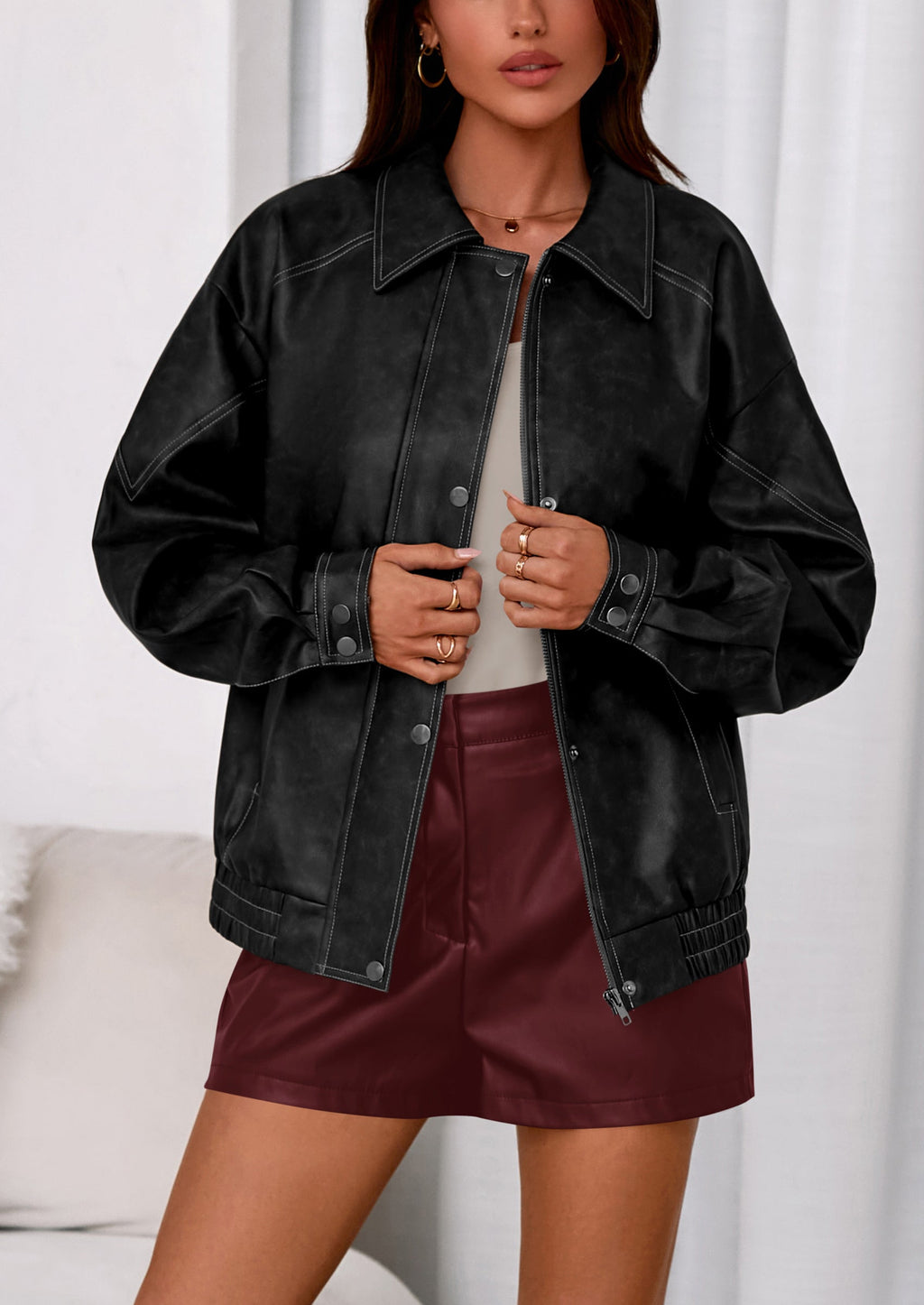 Chaqueta bomber de cuero