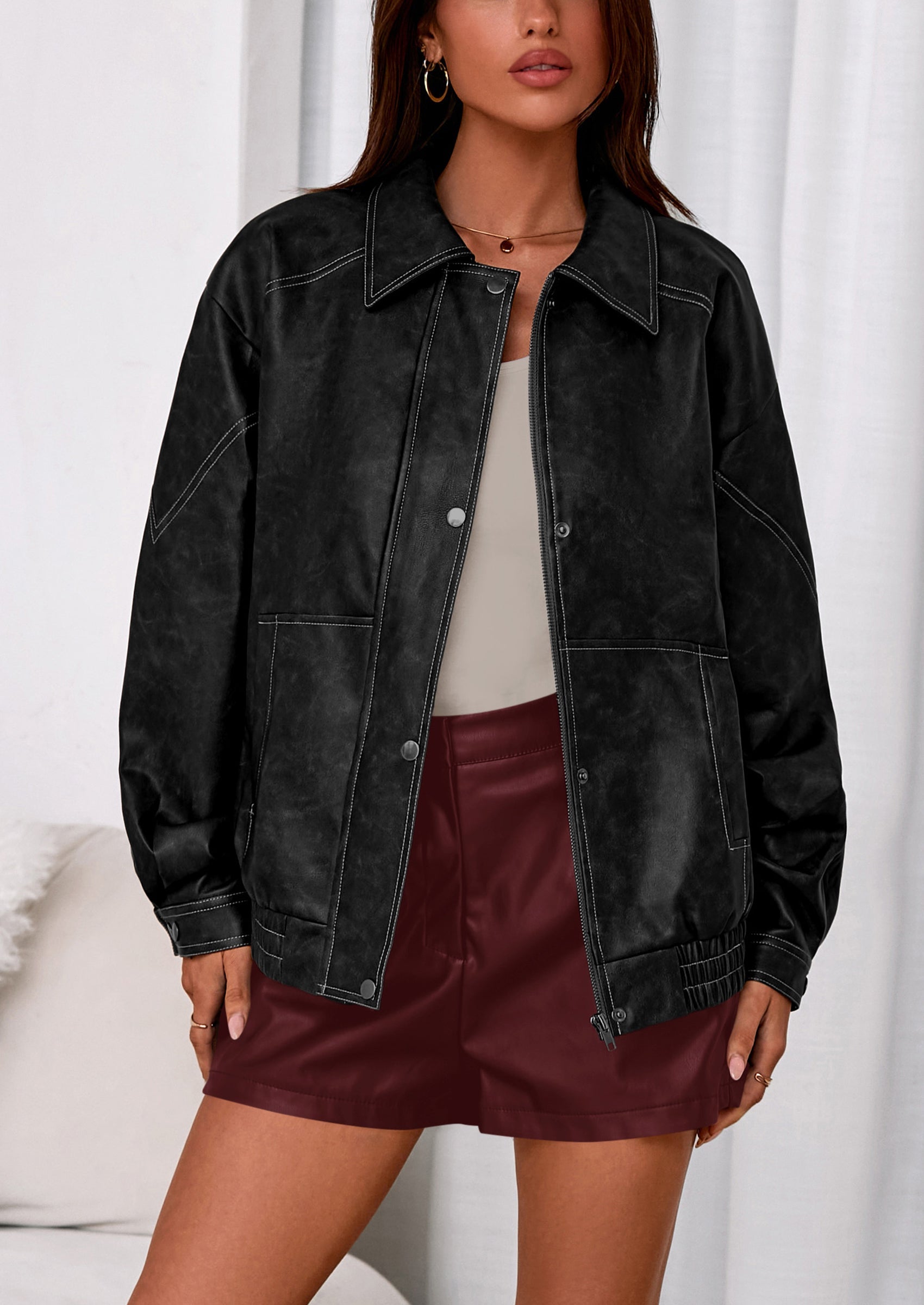 Chaqueta bomber de cuero
