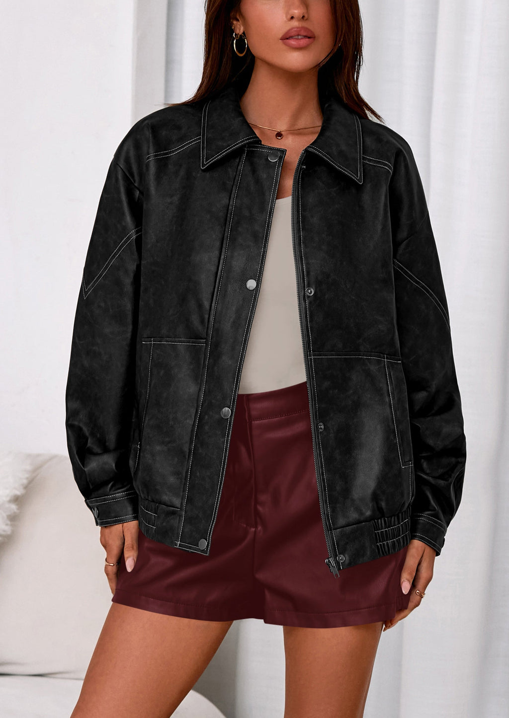 Chaqueta bomber de cuero