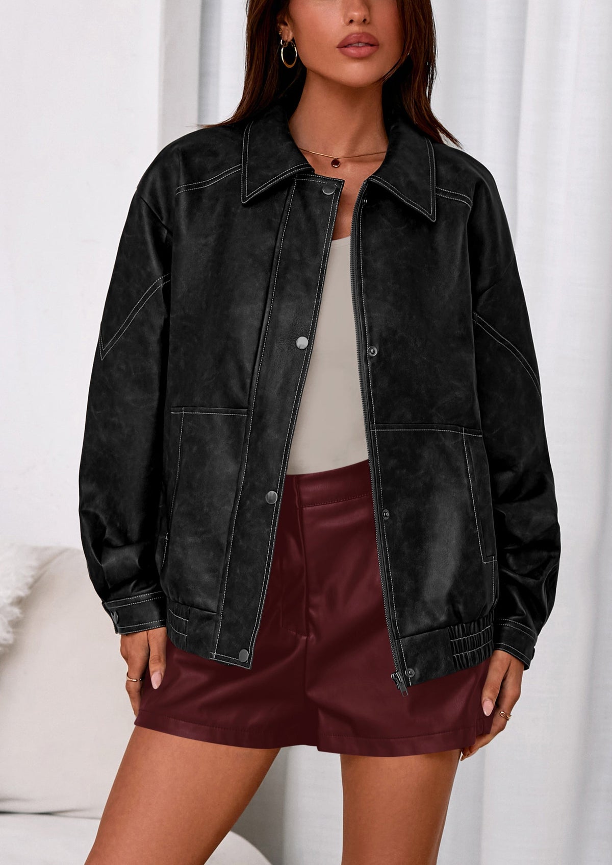 Chaqueta bomber de cuero