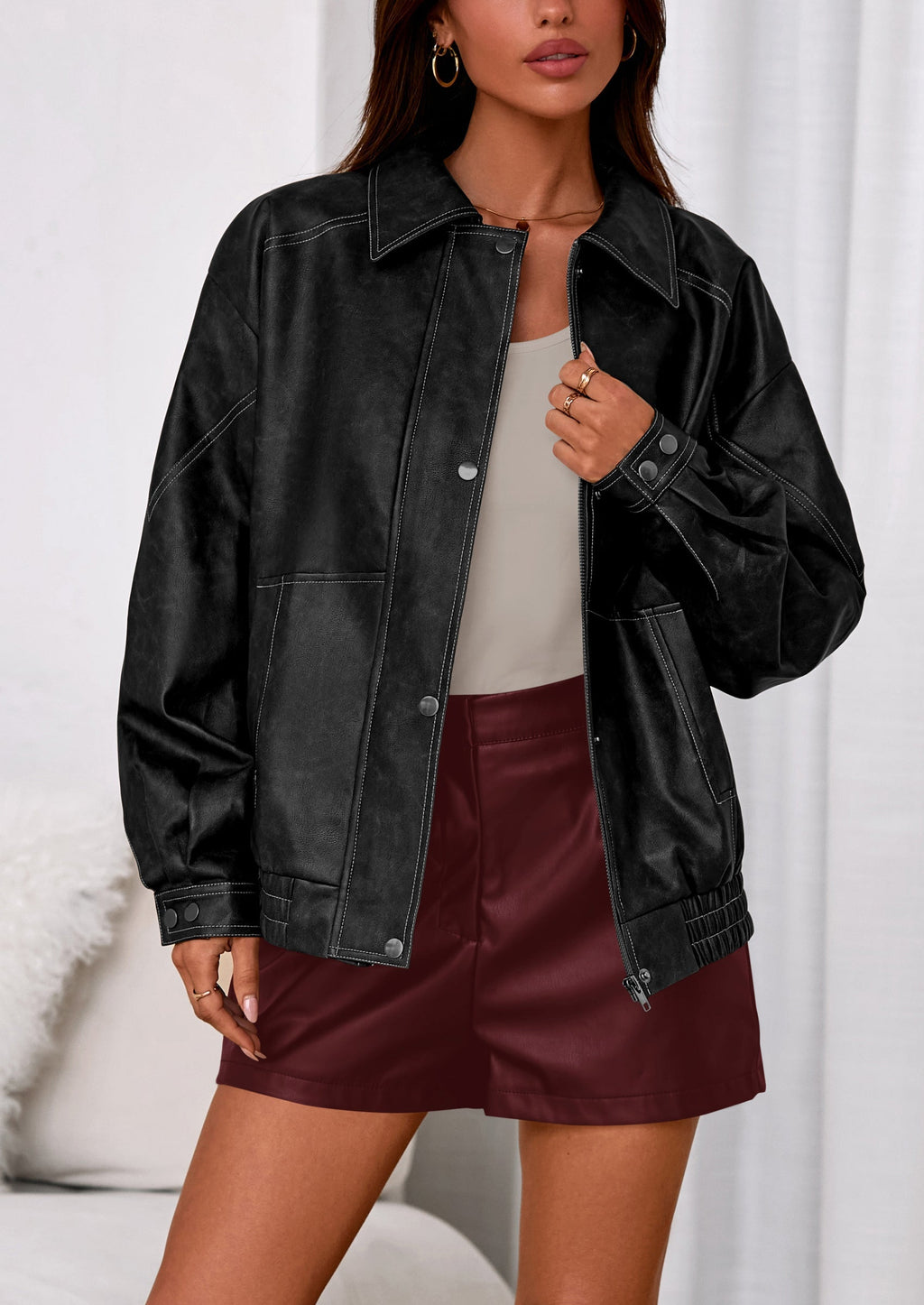Chaqueta bomber de cuero