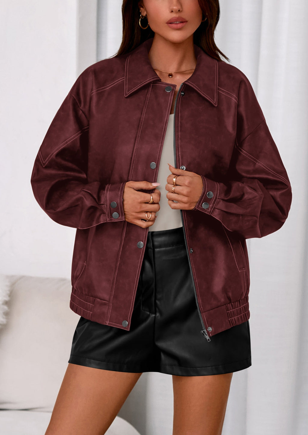 Chaqueta bomber de cuero