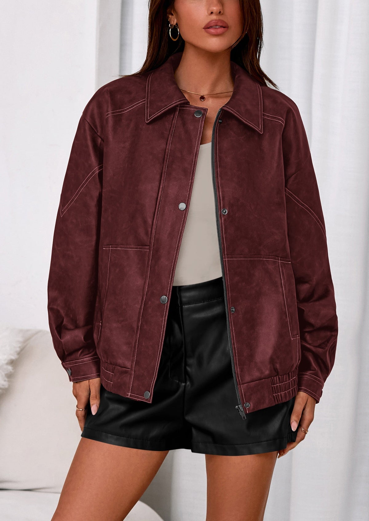 Chaqueta bomber de cuero