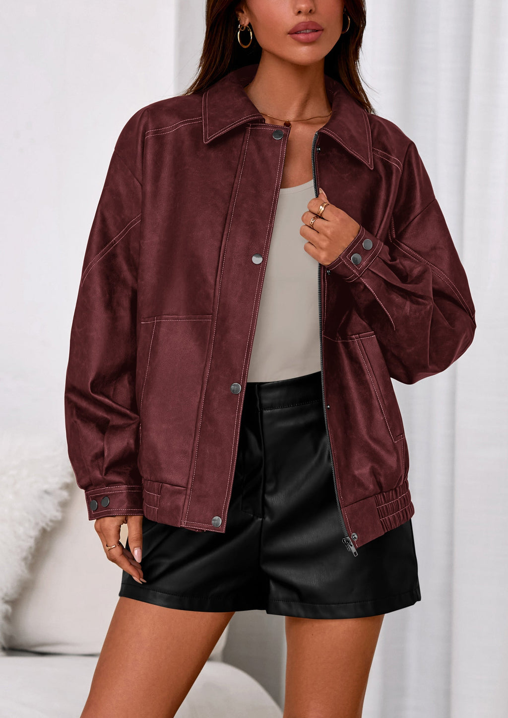 Chaqueta bomber de cuero