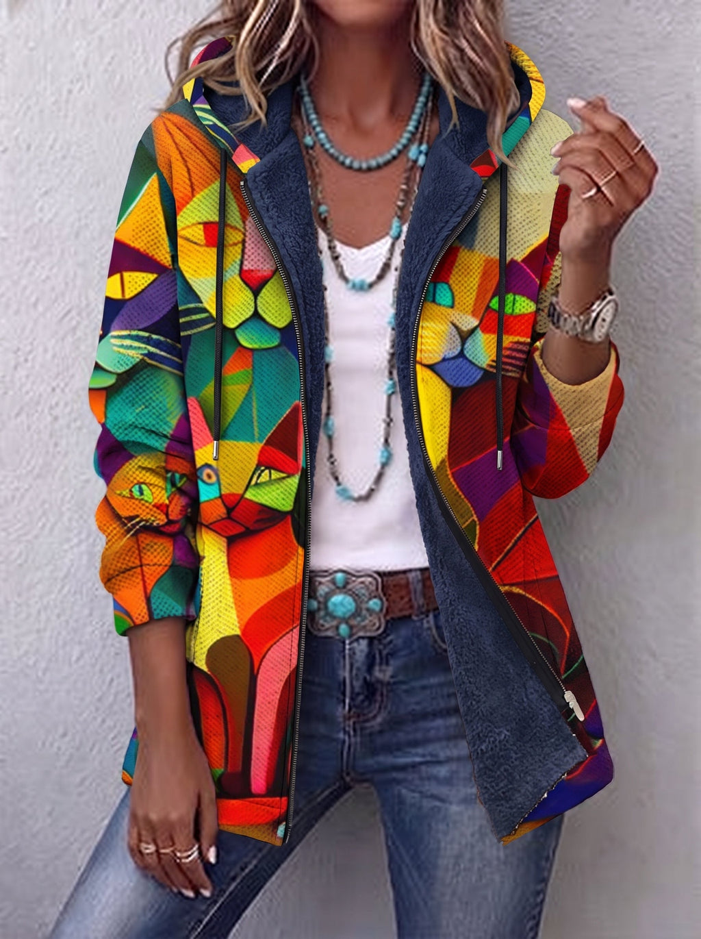 Cárdigan capucha gatos