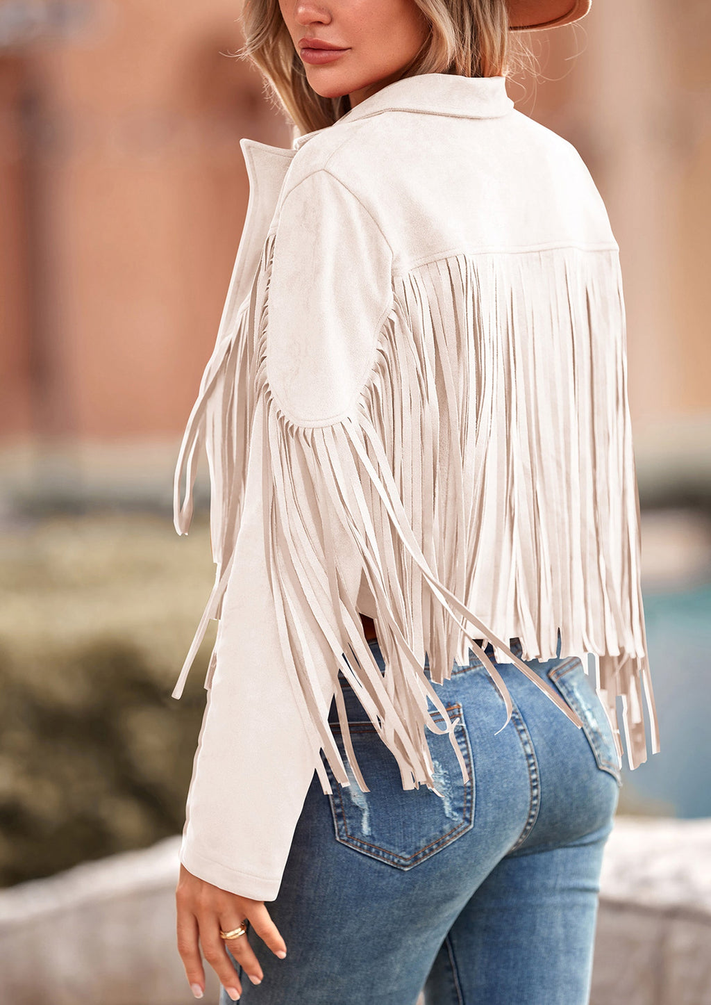 Chaqueta motera de gamuza