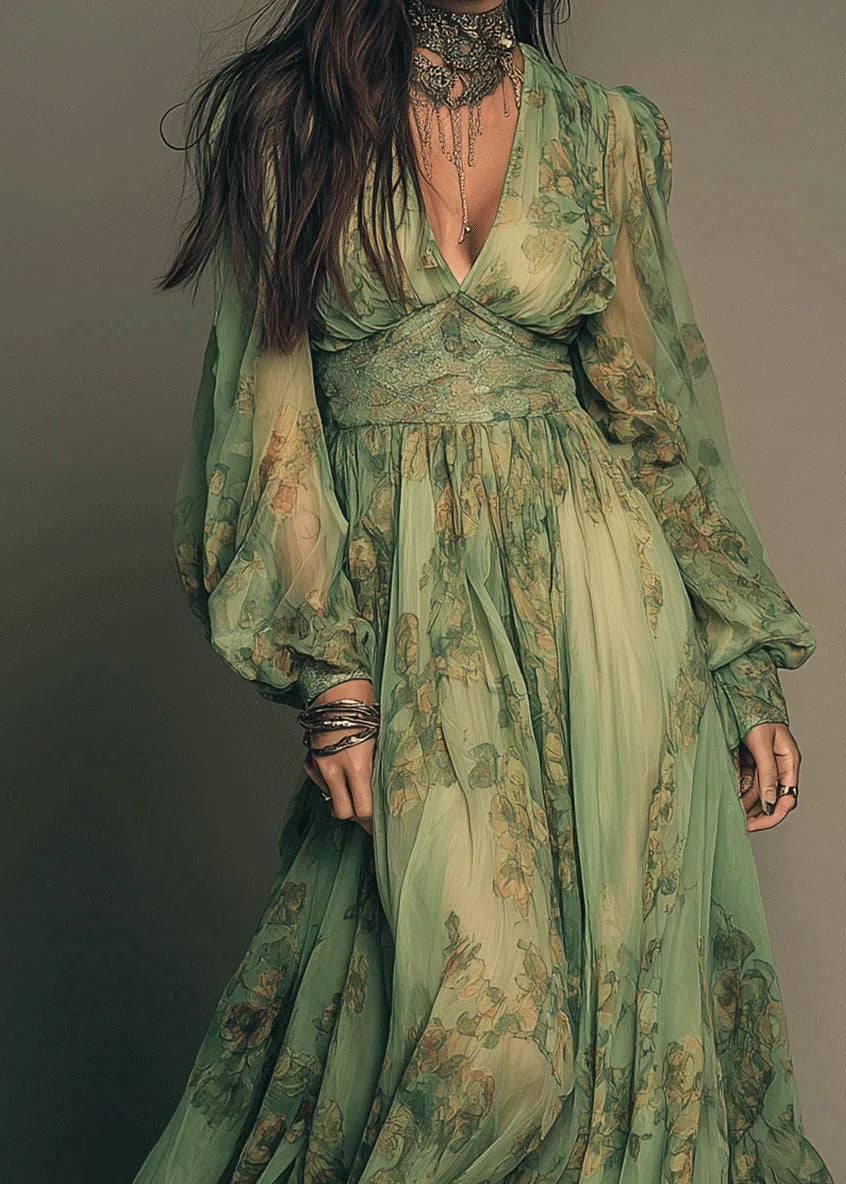Vestido bohemio verde