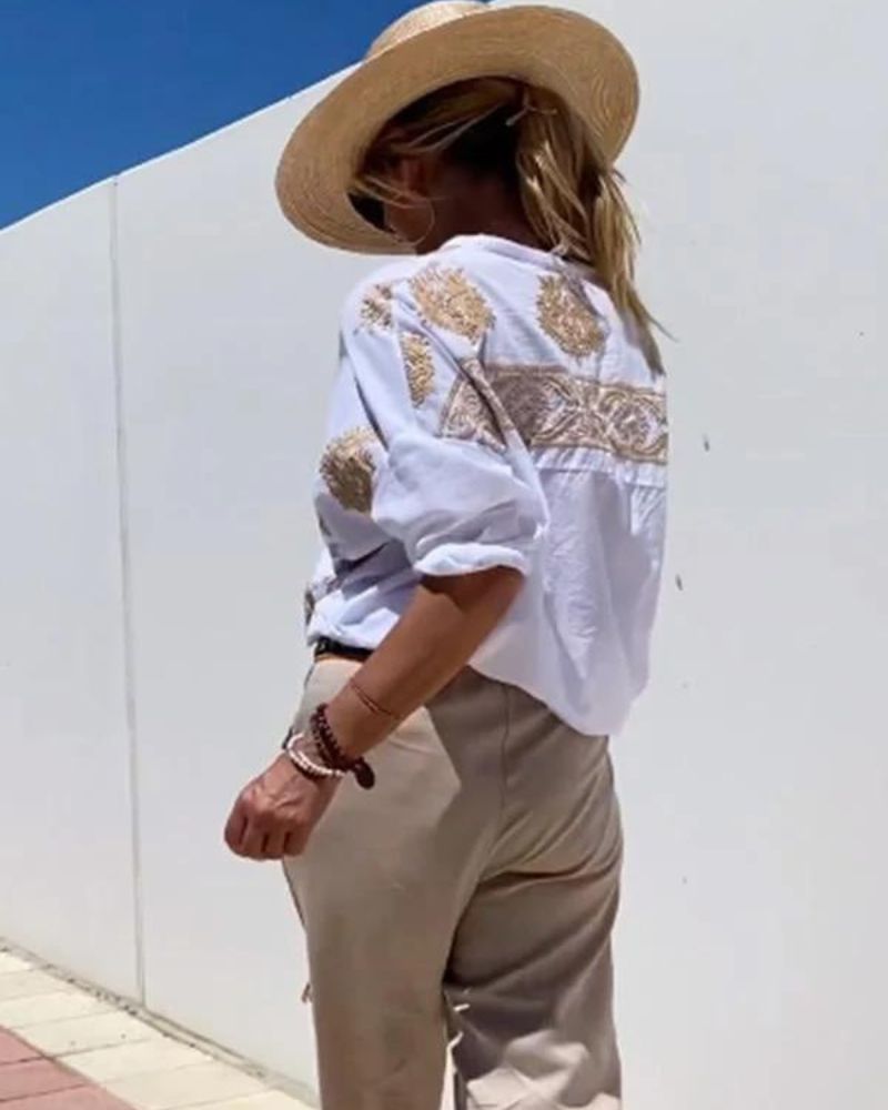 Blusa Bordada Holgada – Estilo Fresco