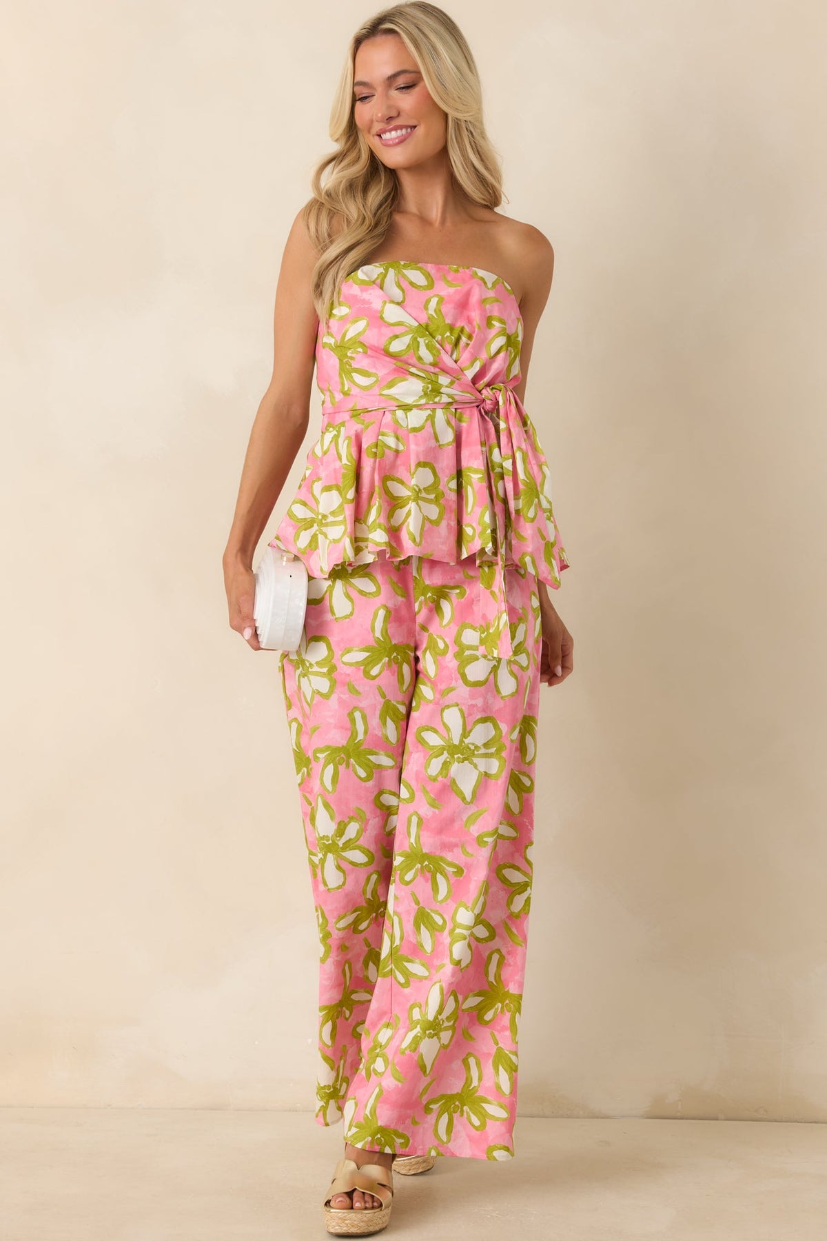 Flower Power Move Top de algodón rosa con peplum y estampado floral
