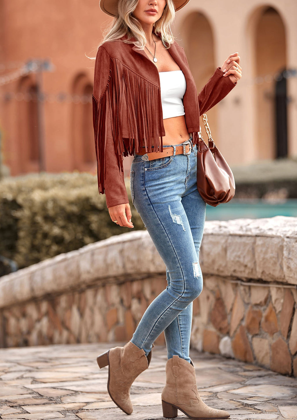 Chaqueta motera de gamuza