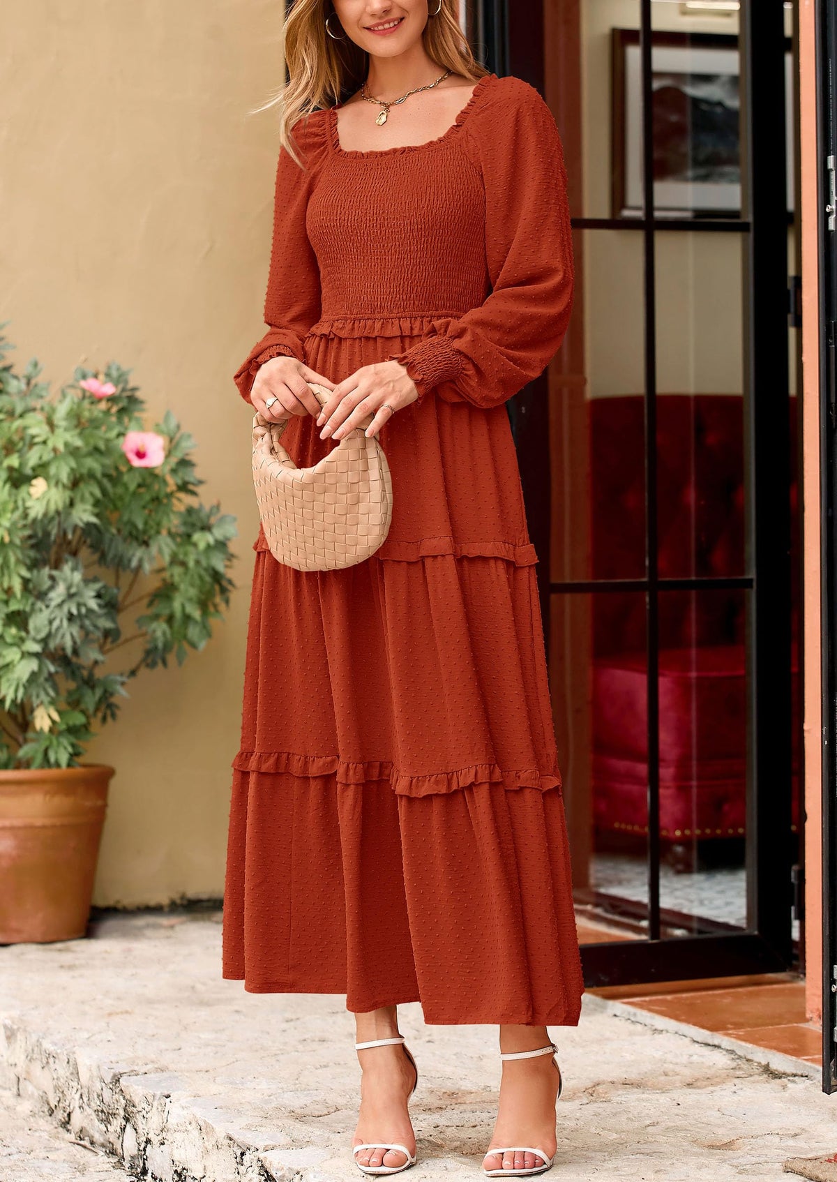 Vestido largo de plumetis
