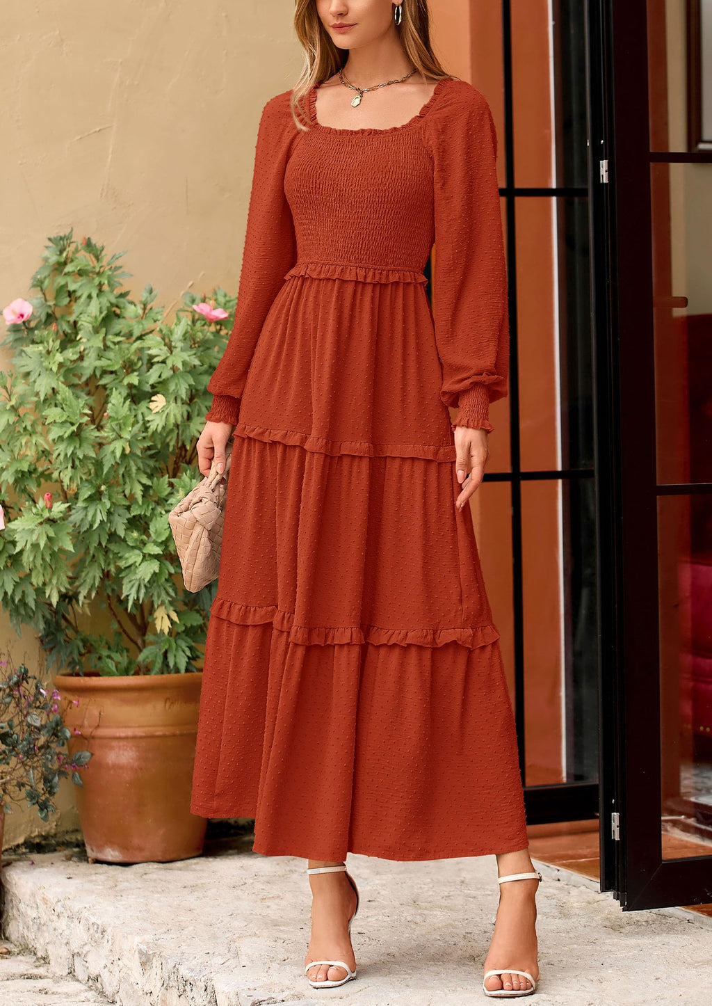 Vestido largo de plumetis