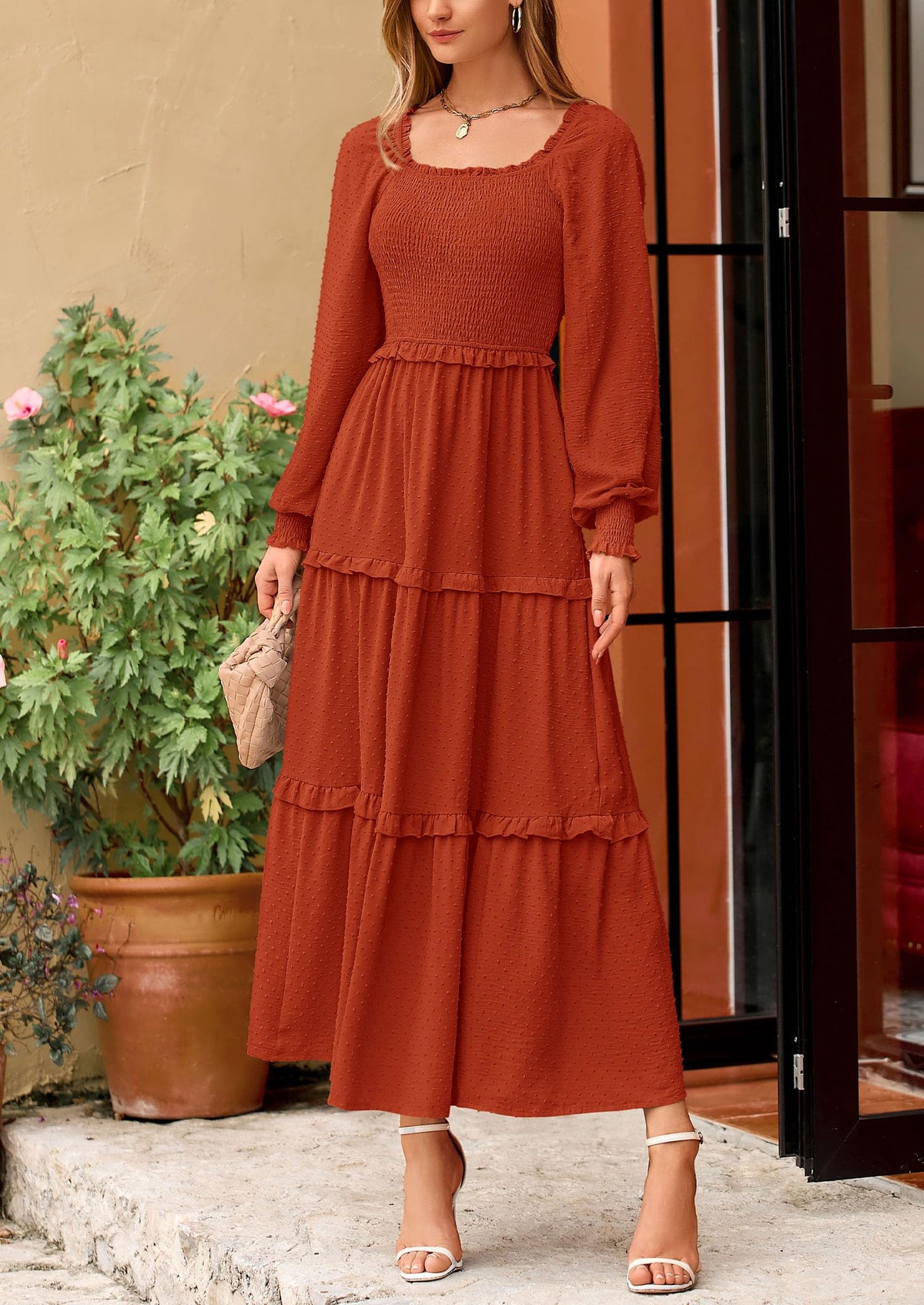 Vestido largo de plumetis