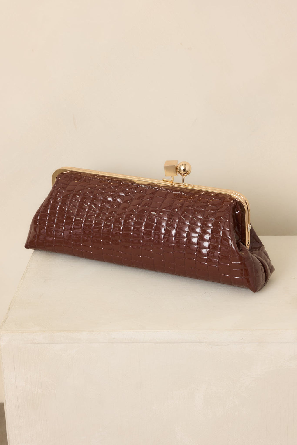 Bolso de mano de cuero marrón chocolate