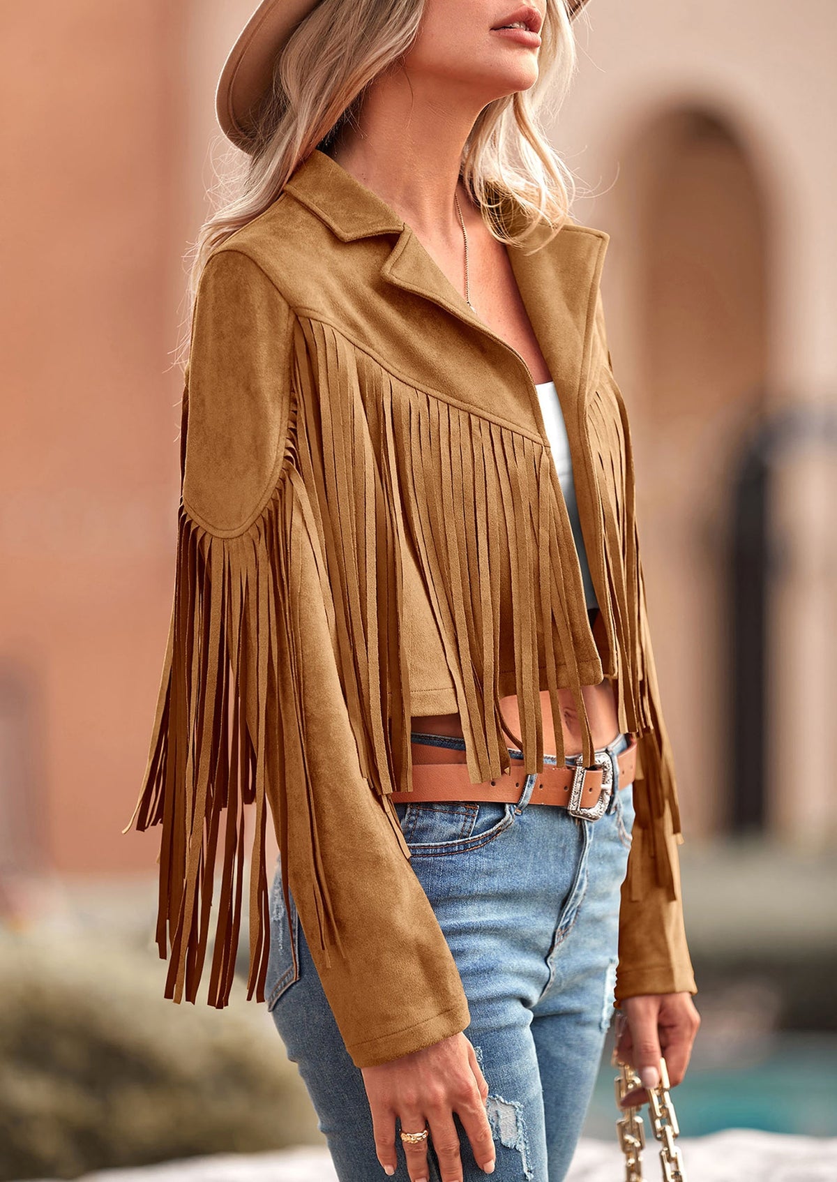 Chaqueta motera de gamuza