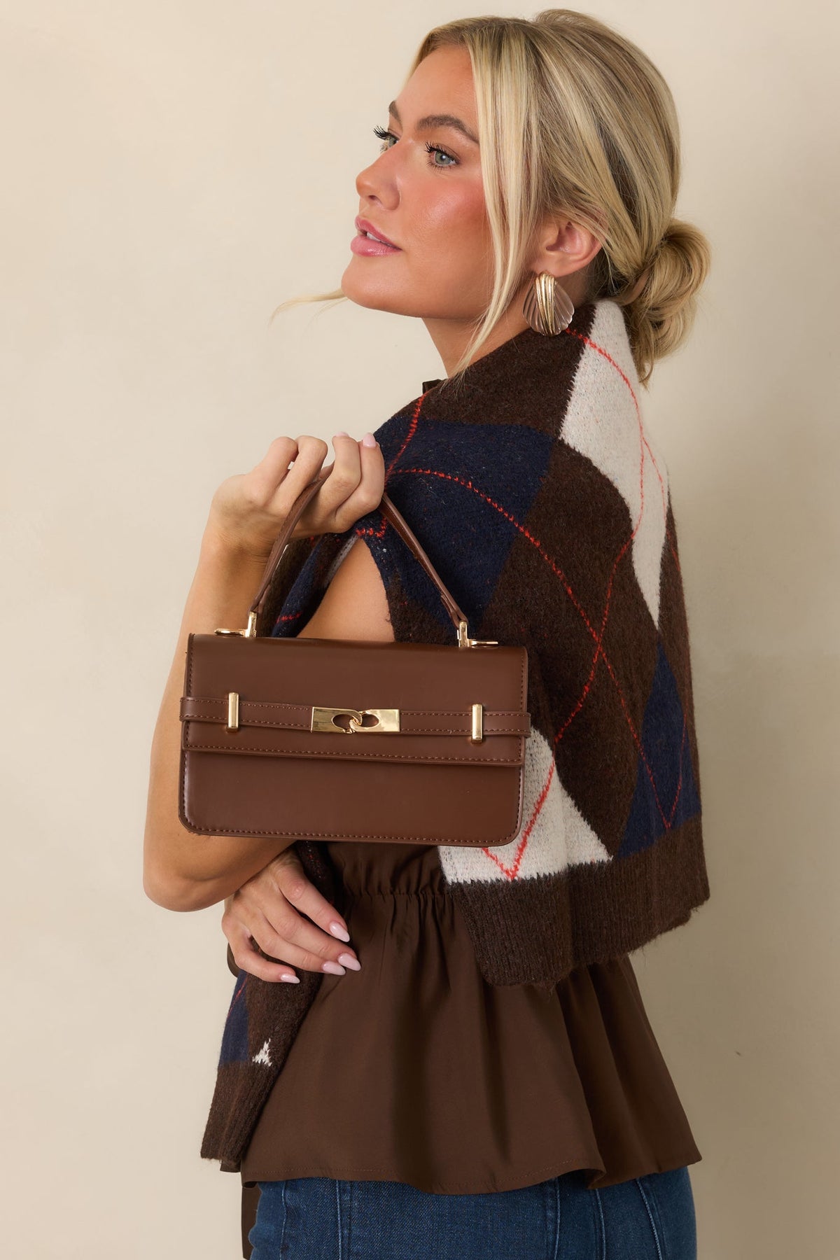 Bolso Carry de cuero sintético marrón