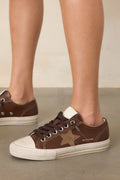 Zapatillas de cuero marrón chocolate