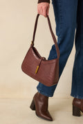 Bolso de mano de lujo de cuero marrón chocolate