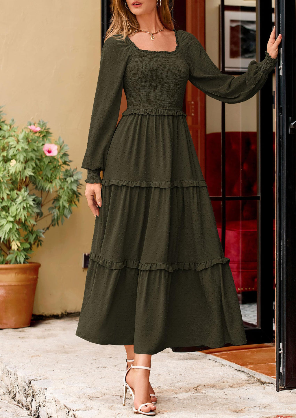Vestido largo de plumetis