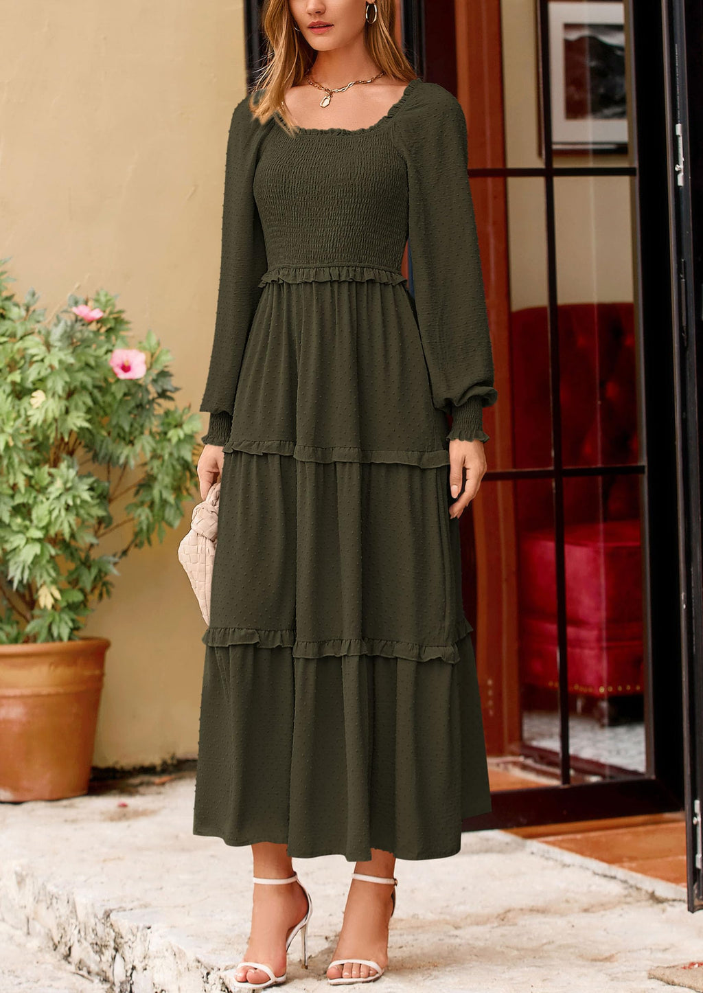 Vestido largo de plumetis