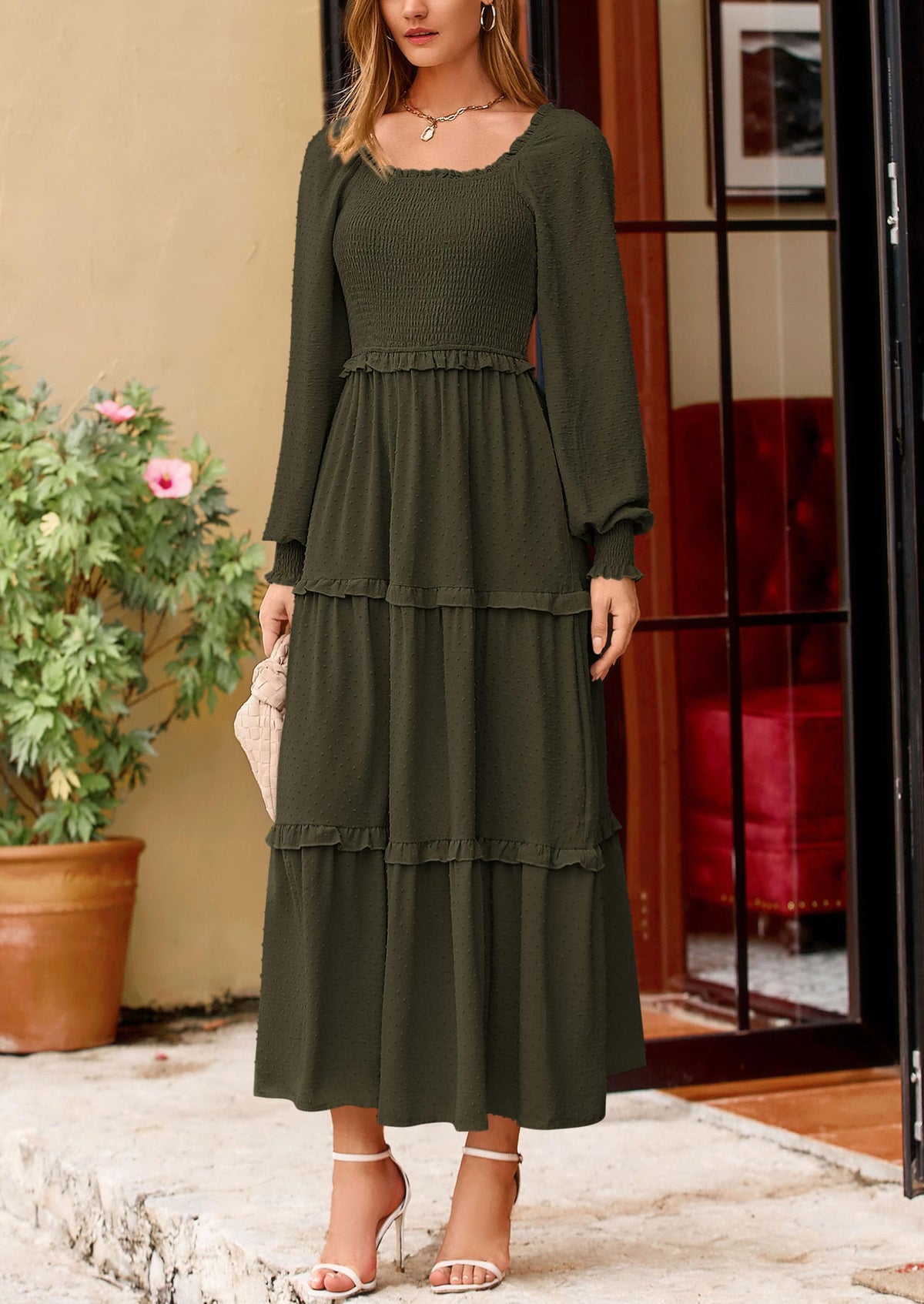 Vestido largo de plumetis