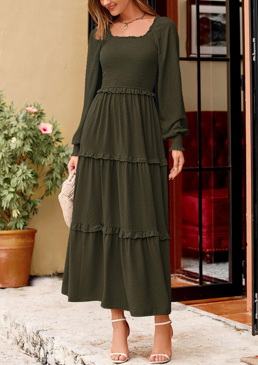 Vestido largo de plumetis