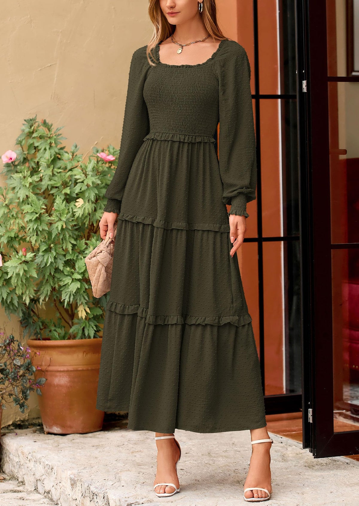 Vestido largo de plumetis