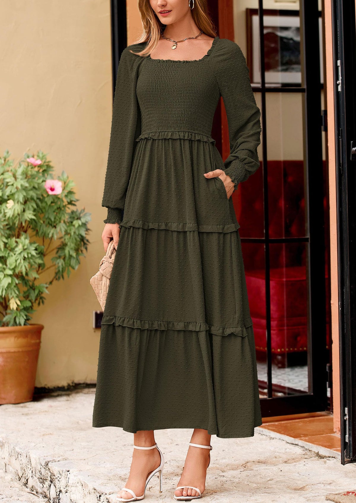 Vestido largo de plumetis