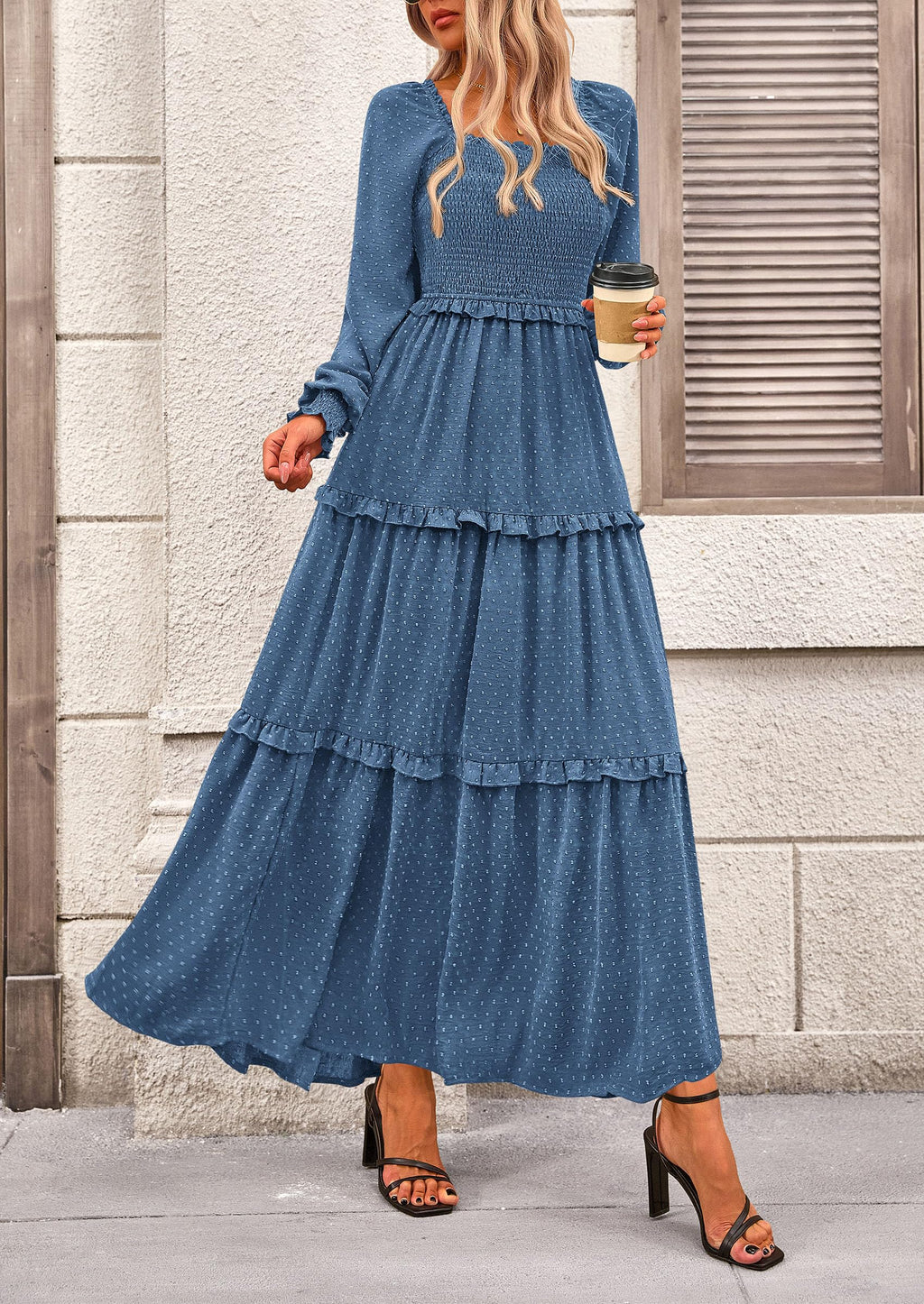 Vestido largo de plumetis