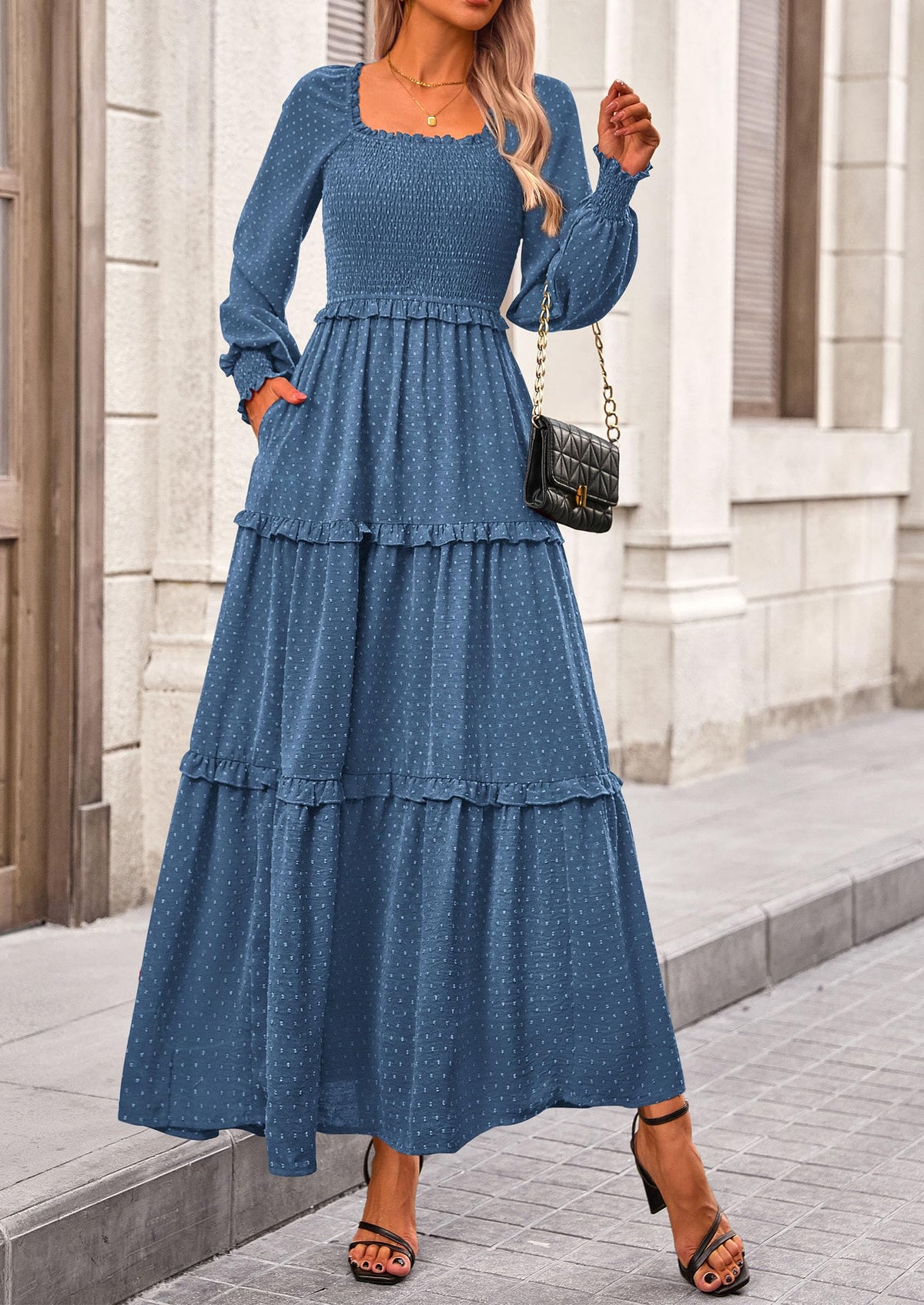 Vestido largo de plumetis