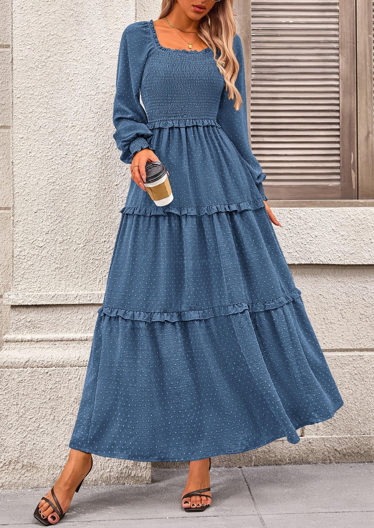 Vestido largo de plumetis