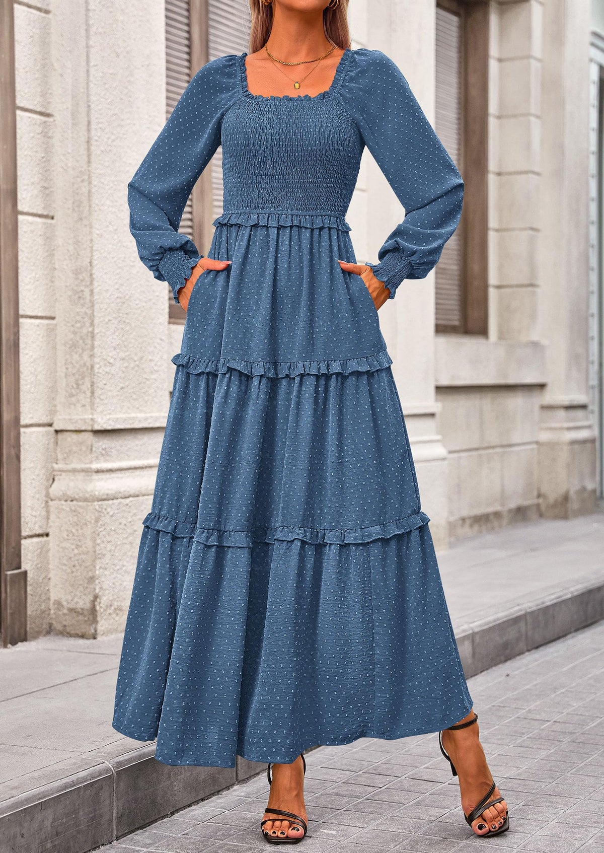 Vestido largo de plumetis
