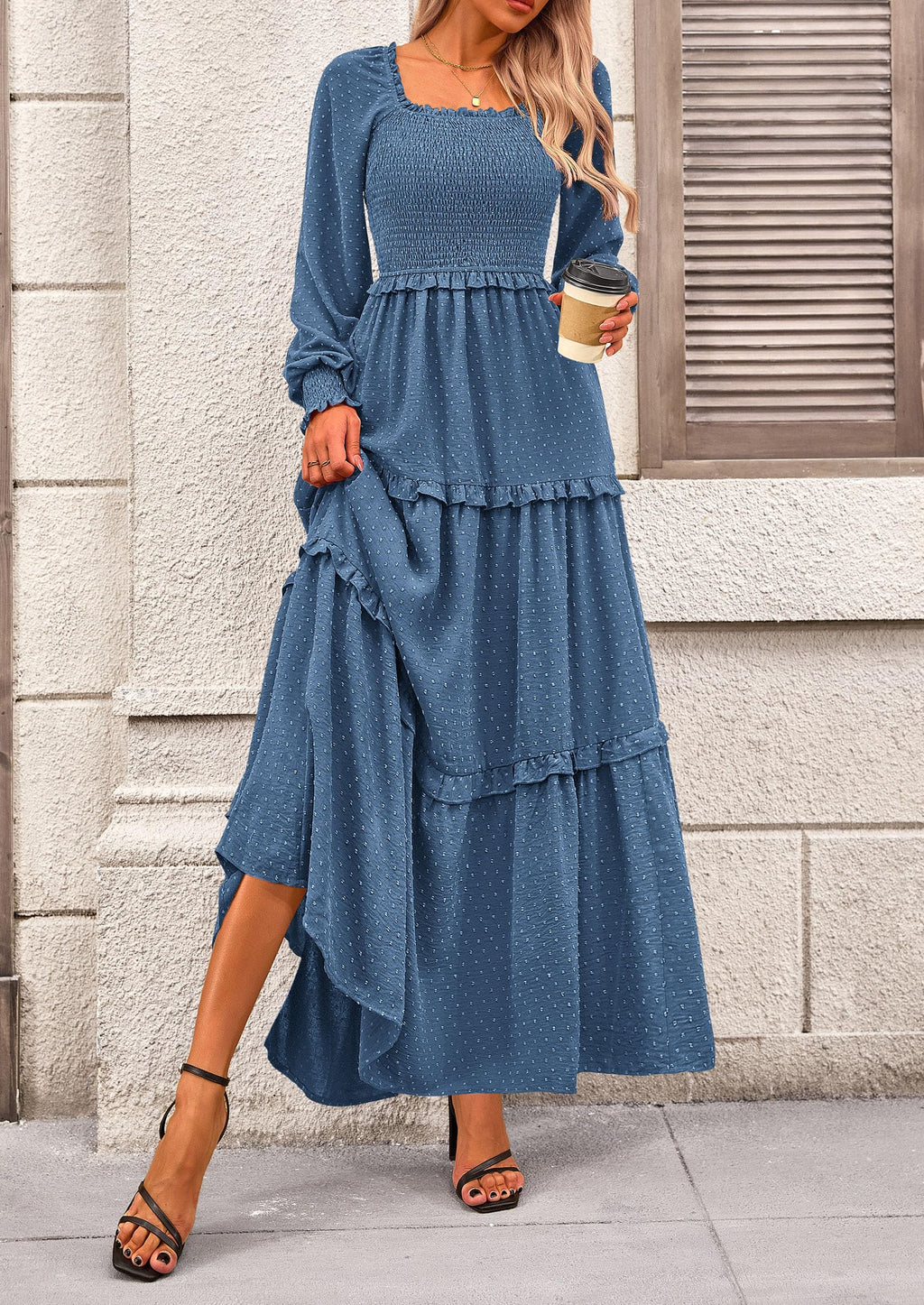 Vestido largo de plumetis