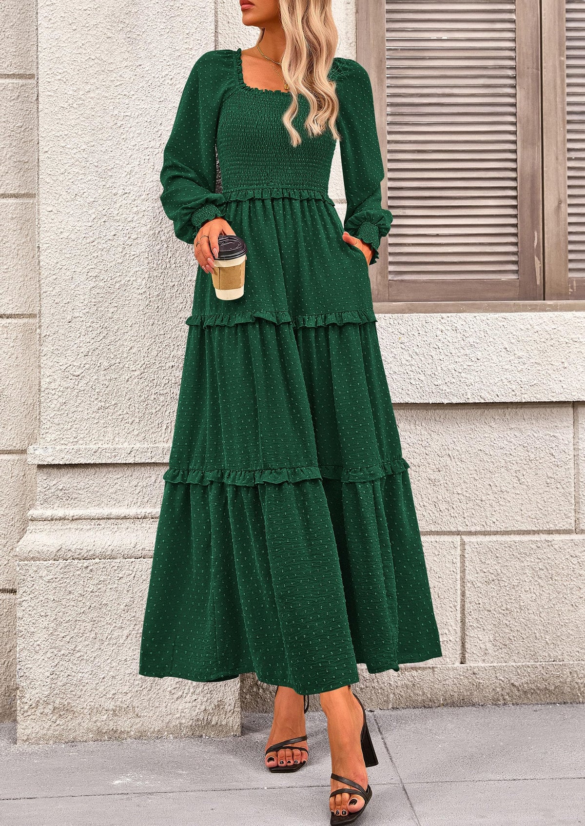 Vestido largo de plumetis