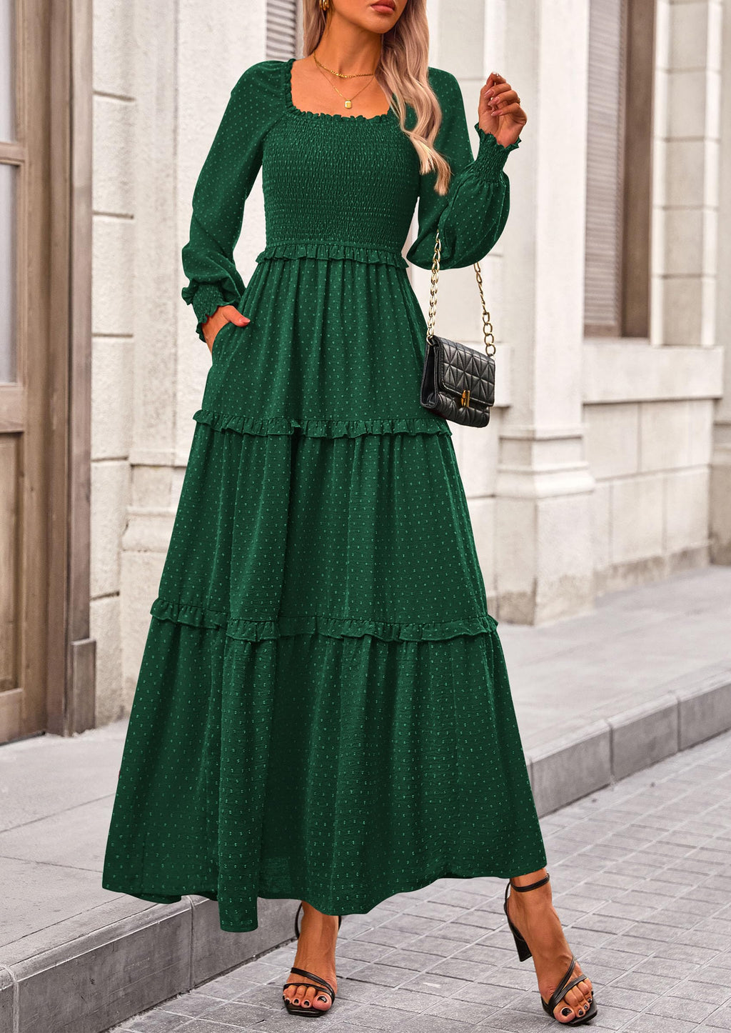 Vestido largo de plumetis